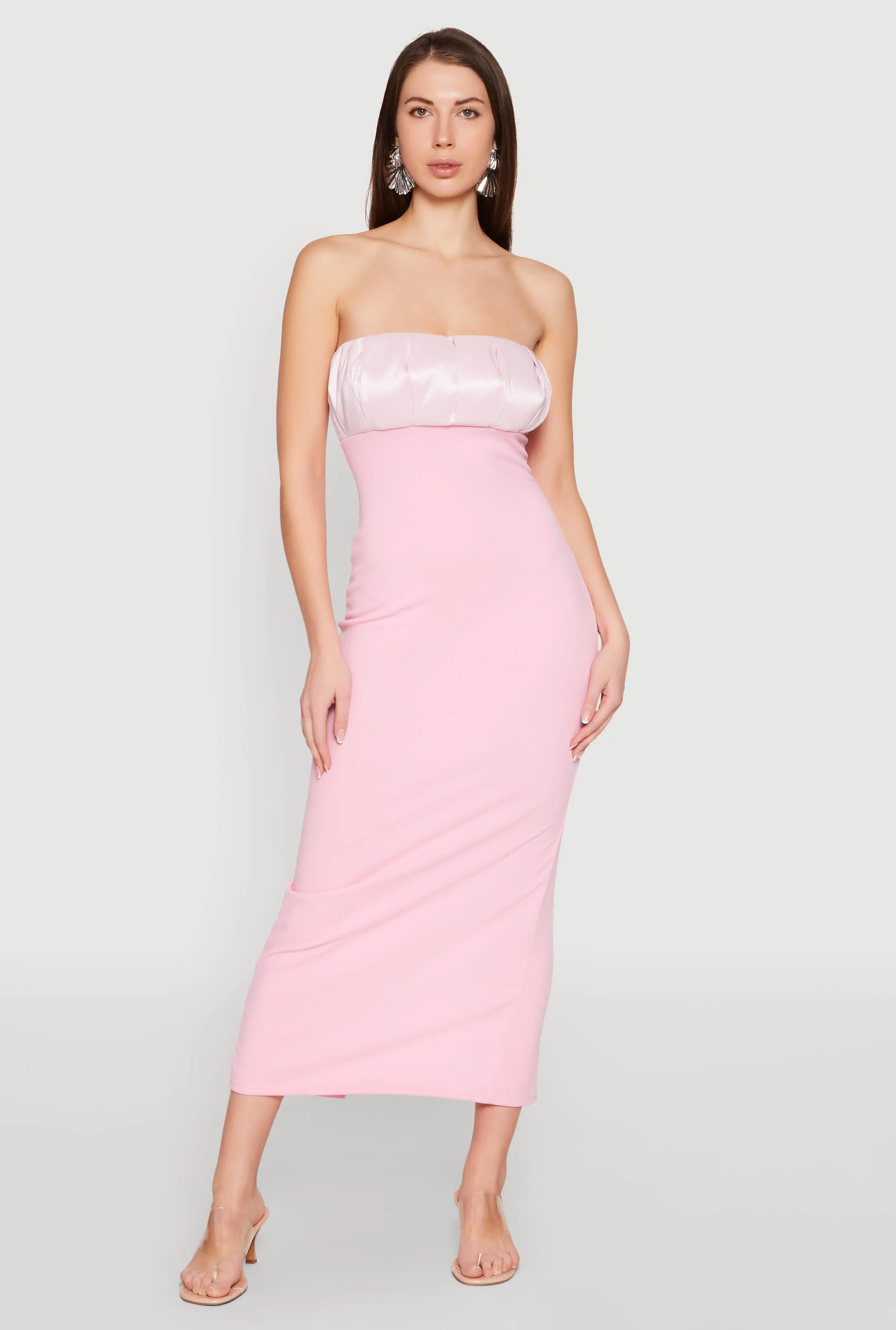 Wave Crest Empire Waist Slit Back Maxi Dress