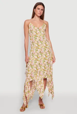Floral Print Sleeveless Long Slip Dress with Open Tie Back Star Light Full-length elegant piece