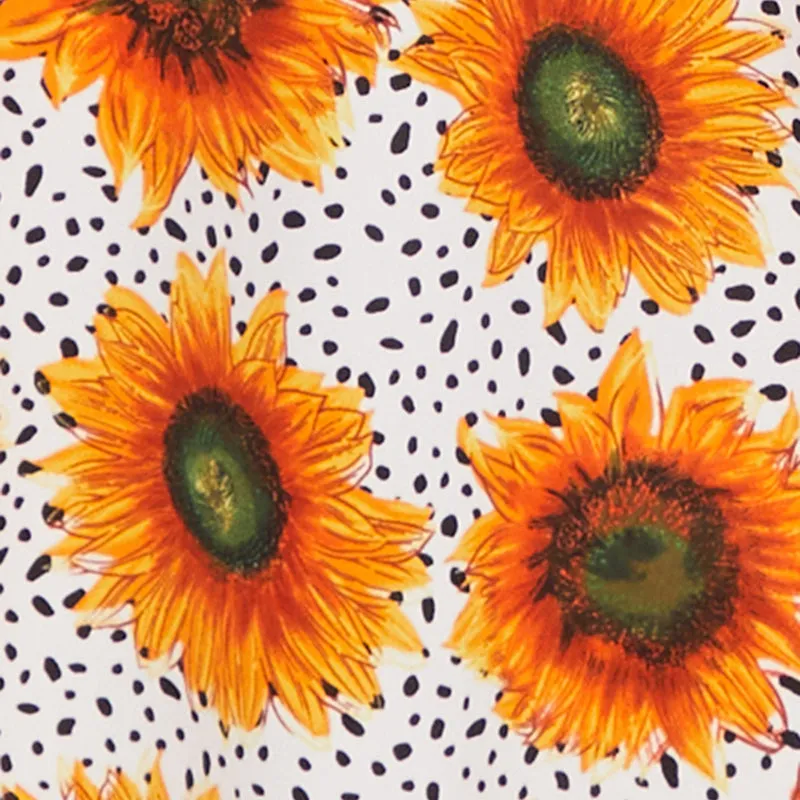 Timeless Glow Classic long dress Sunflower Print Empire Waist Dress