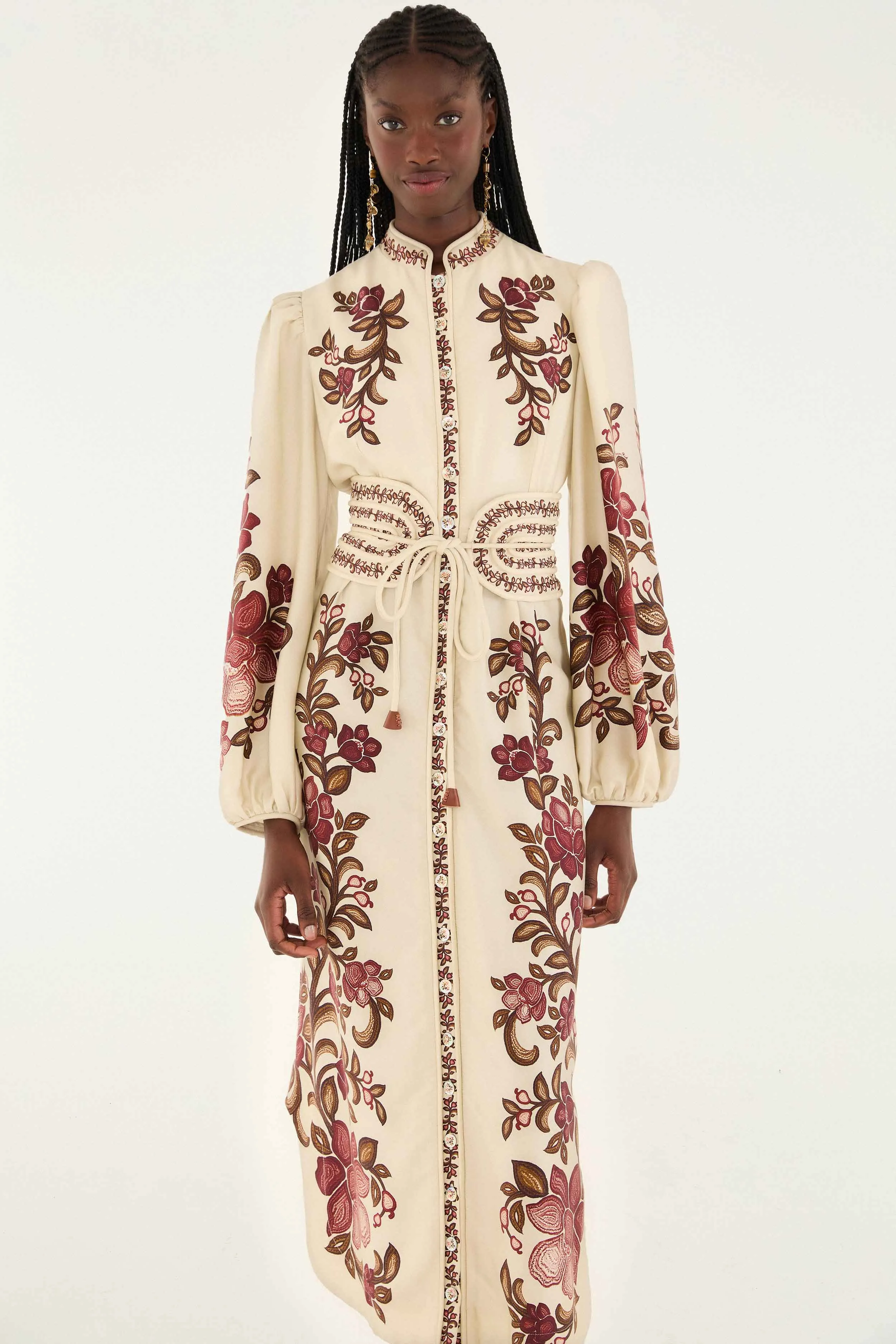 Sand Renata Floral Long Sleeve Midi Dress Fashionable Piece Relaxed fit for outings