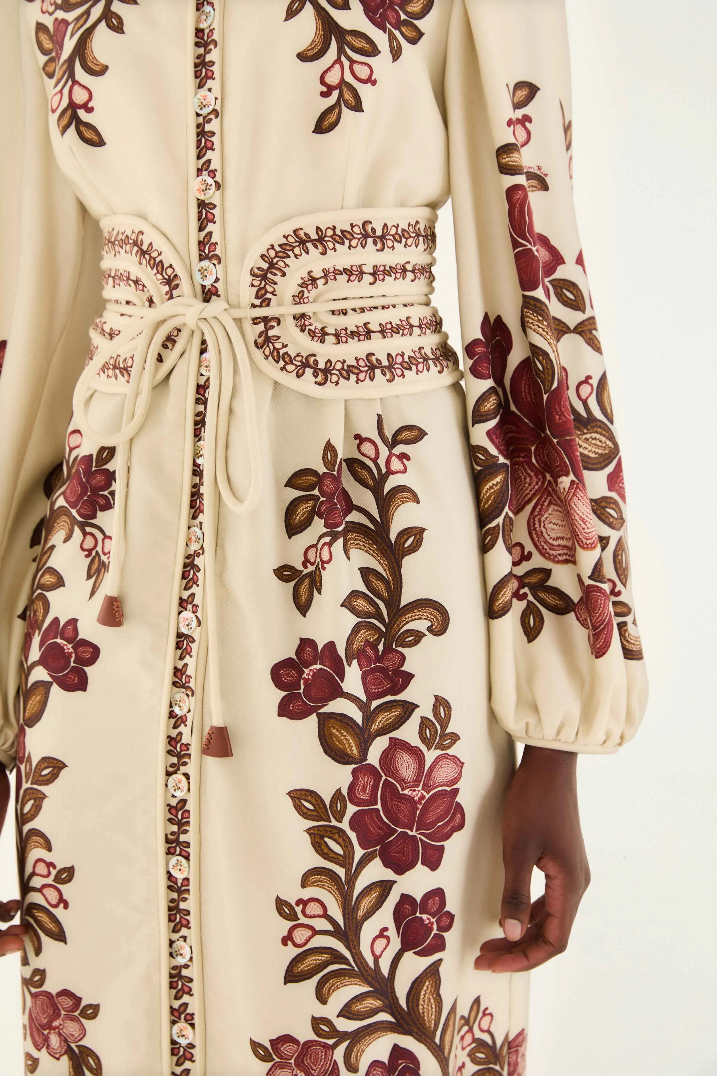 Sand Renata Floral Long Sleeve Midi Dress Flattering dress for all body shapes