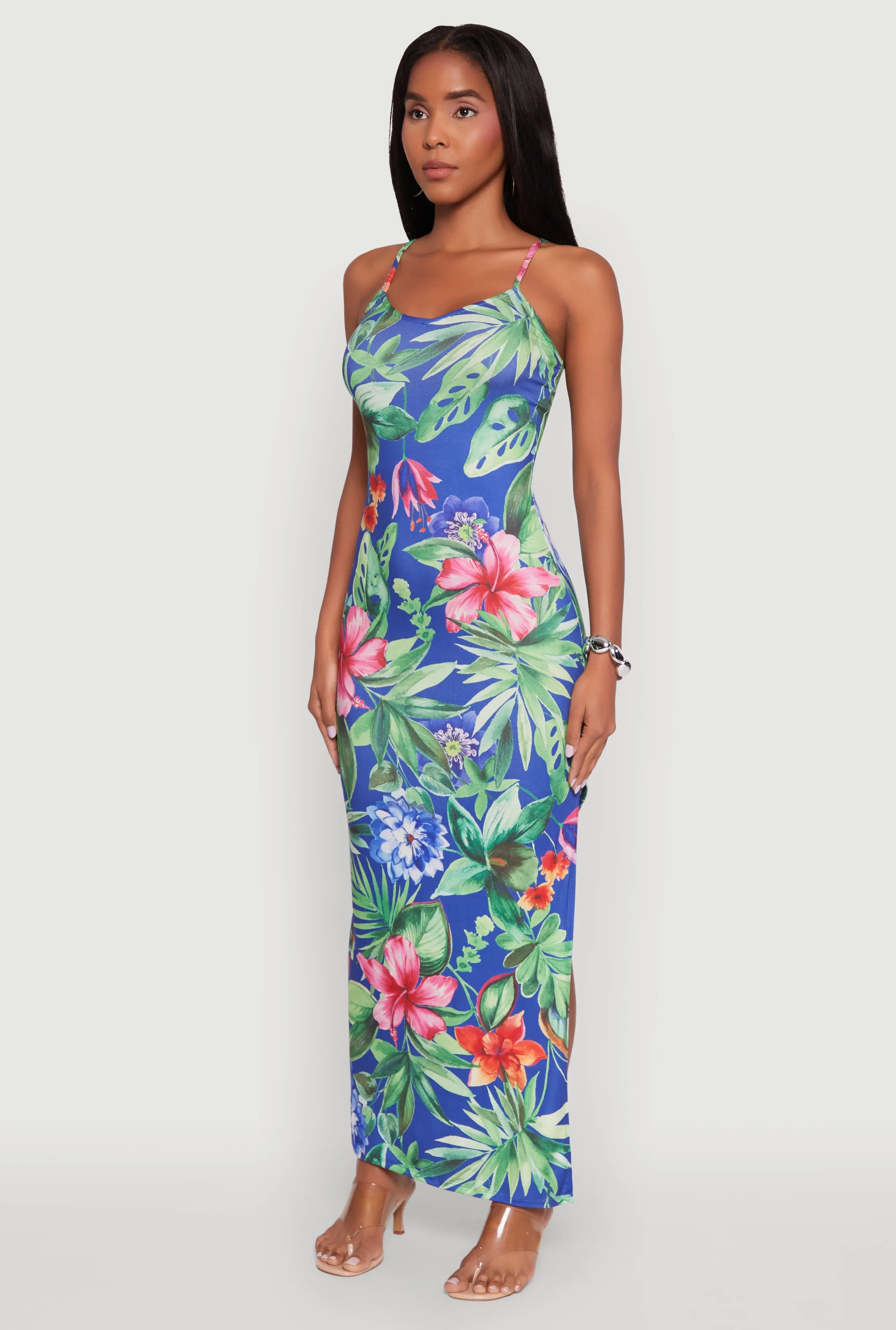 Sun Kiss Haute Monde Sleeveless Scoop Neck Floral Maxi Dress