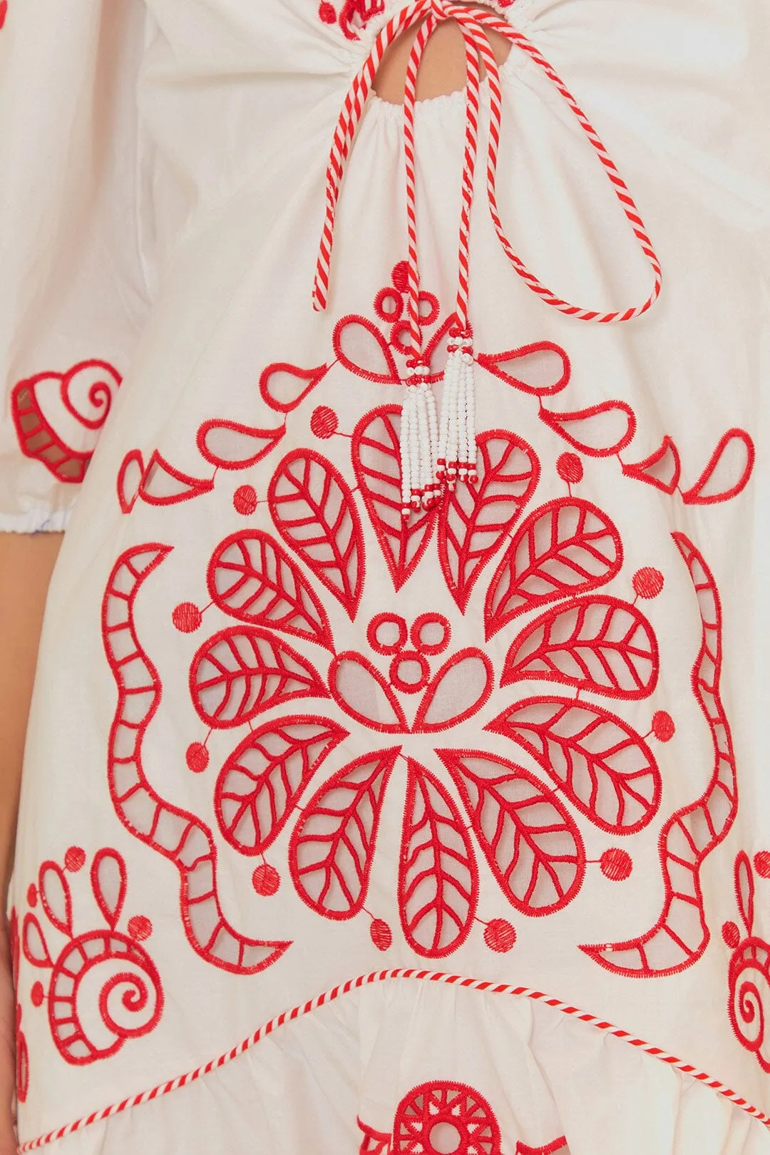 Country Glow feminine grace White Richelieu V Neck Maxi Dress