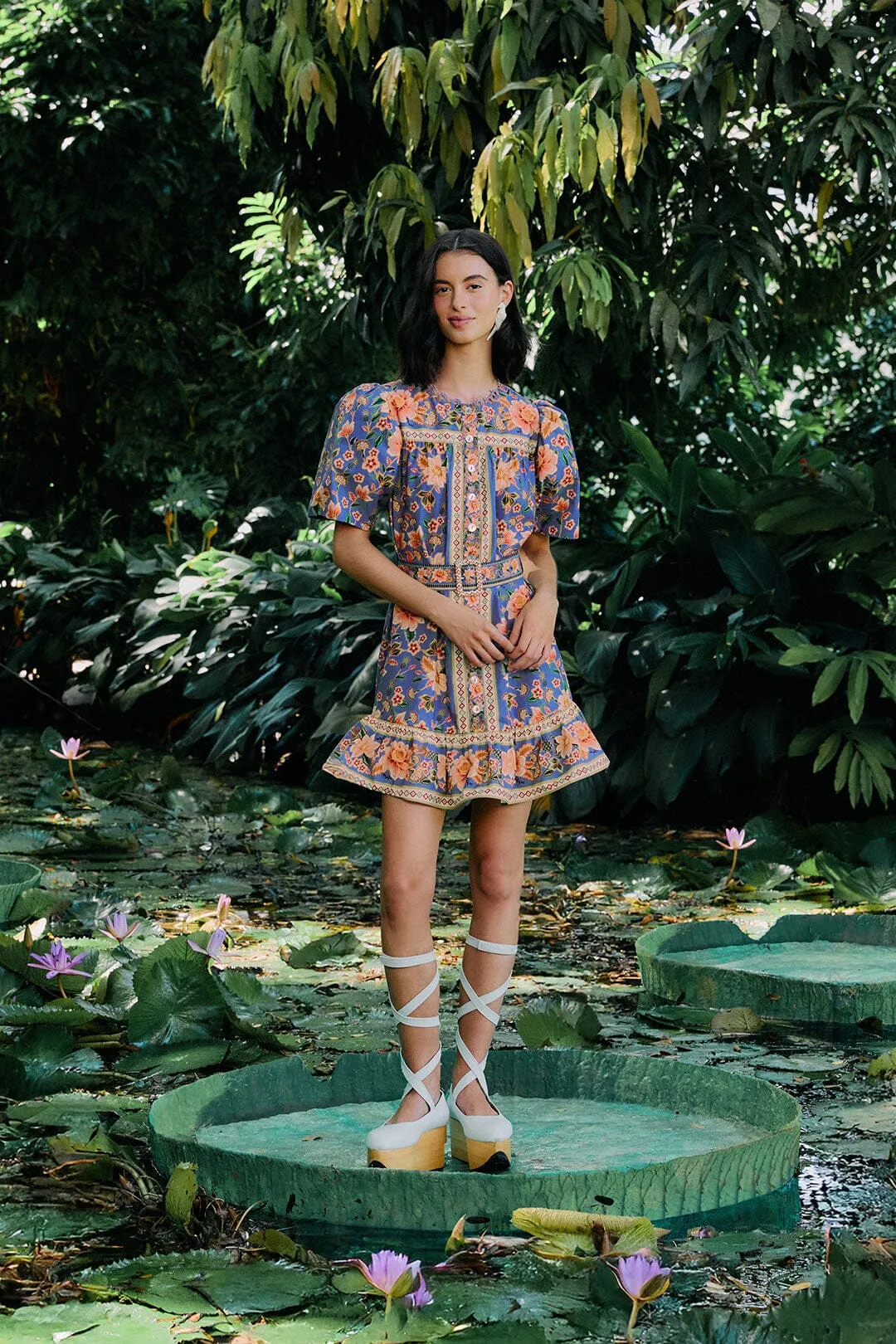 Blue Superbloom Tapestry Organic Cotton Mini Dress Airy Vibe