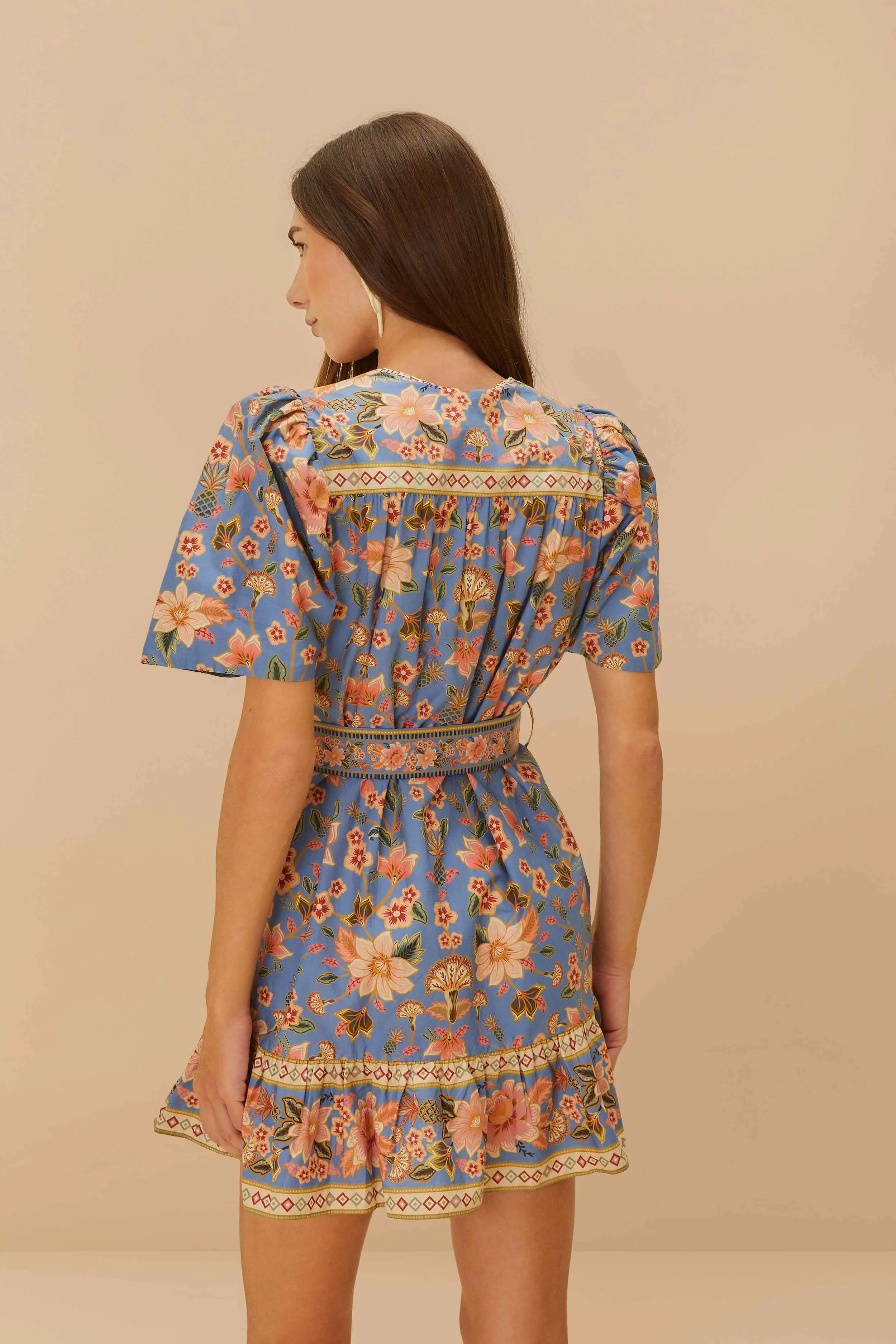 Blue Superbloom Tapestry Organic Cotton Mini Dress Playful evening dress Edge Beat