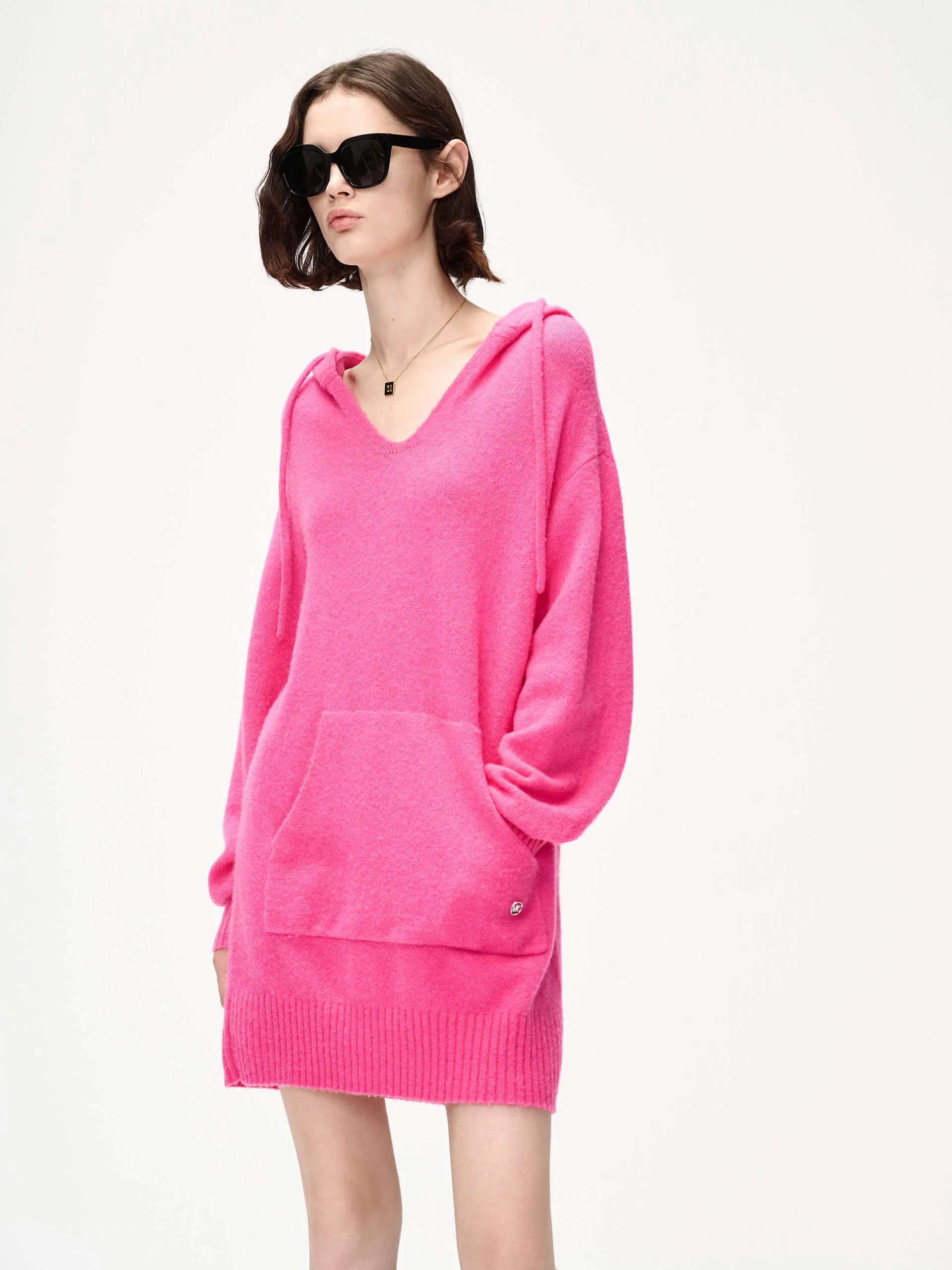 Show Skin Scene Light Mini Length Hoodie Dress