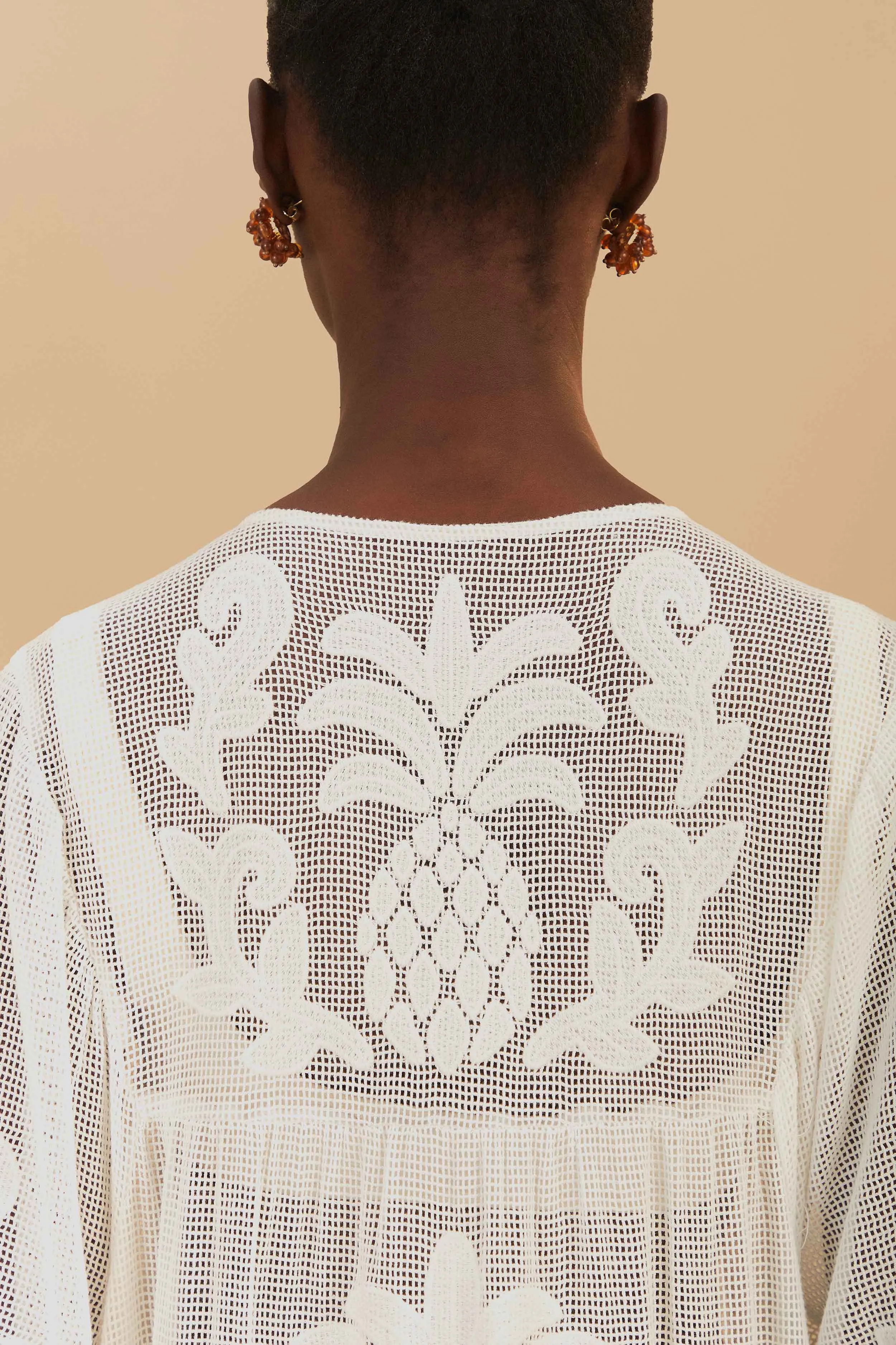 White Palm Tree Cutwork Mini Dress Recycled Polyester Material Trendy Appeal