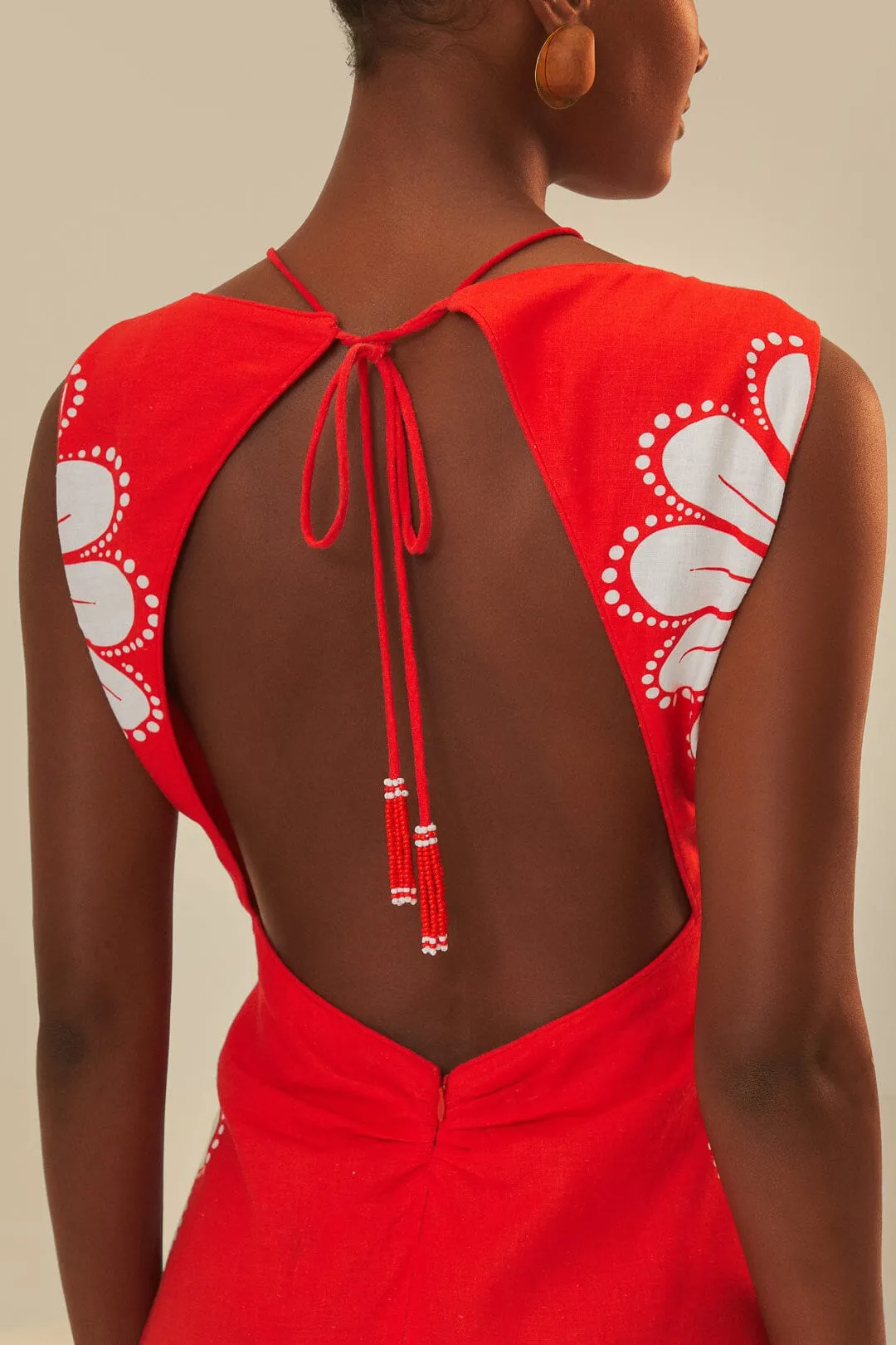 slow life Red Ainika Shell LENZING? ECOVERO? Euroflax? Midi Dress