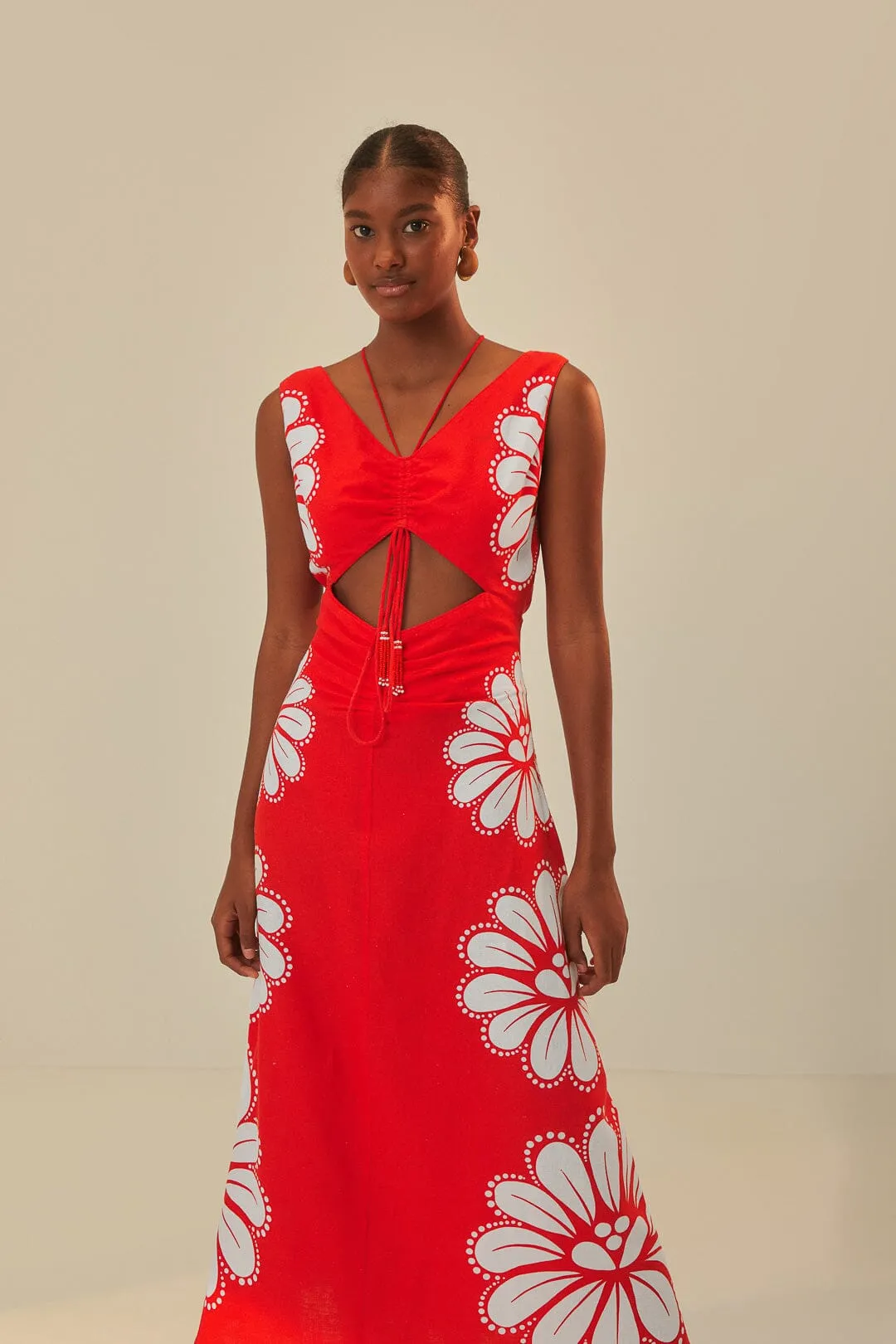 Red Ainika Shell LENZING? ECOVERO? Euroflax? Midi Dress Trendy Outfit