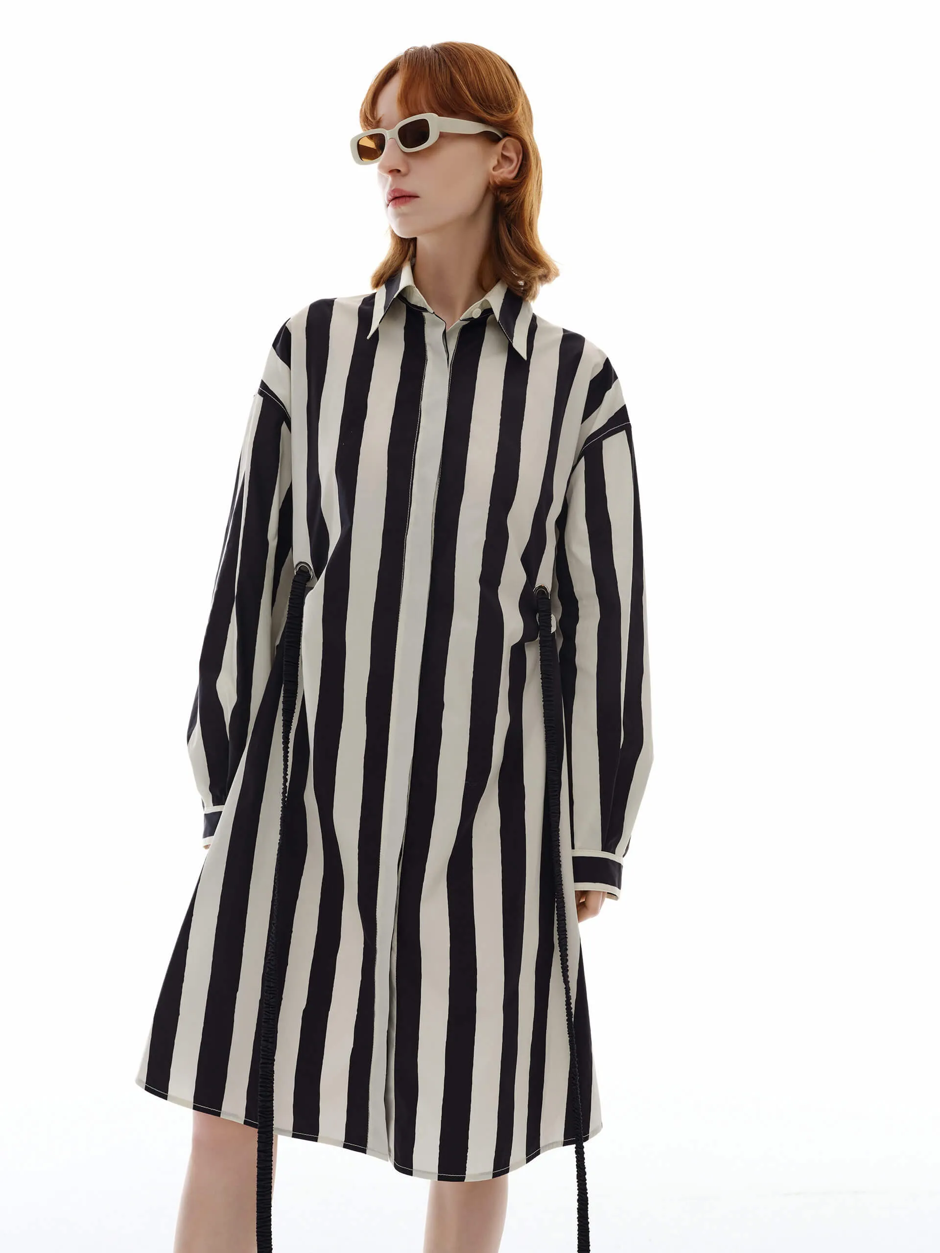 Drop Shoulder Striped Dress Easy Style