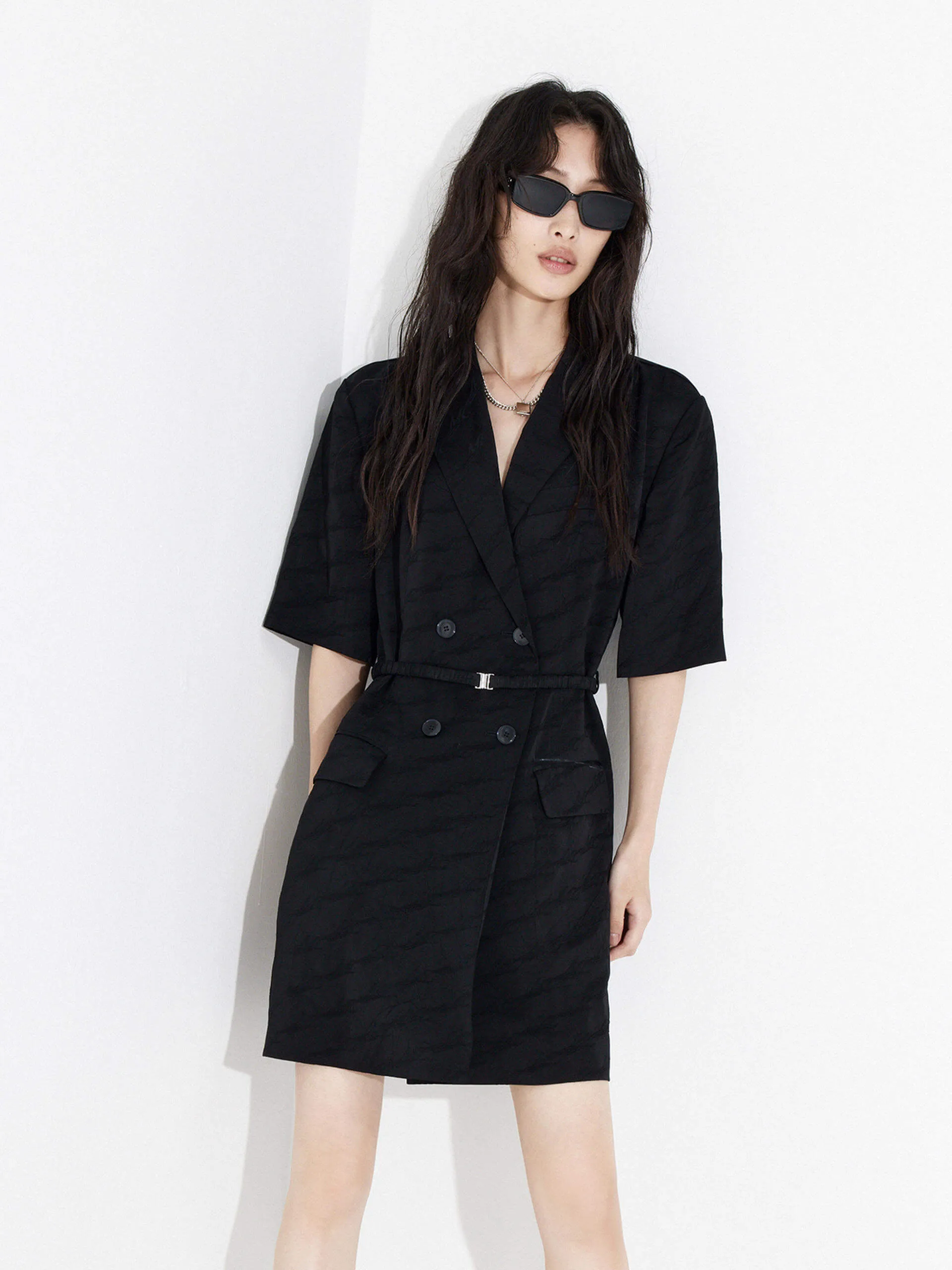 Double Breasted Blazer Dress with Belt Trendy Wearable Timeless Fashion Wear