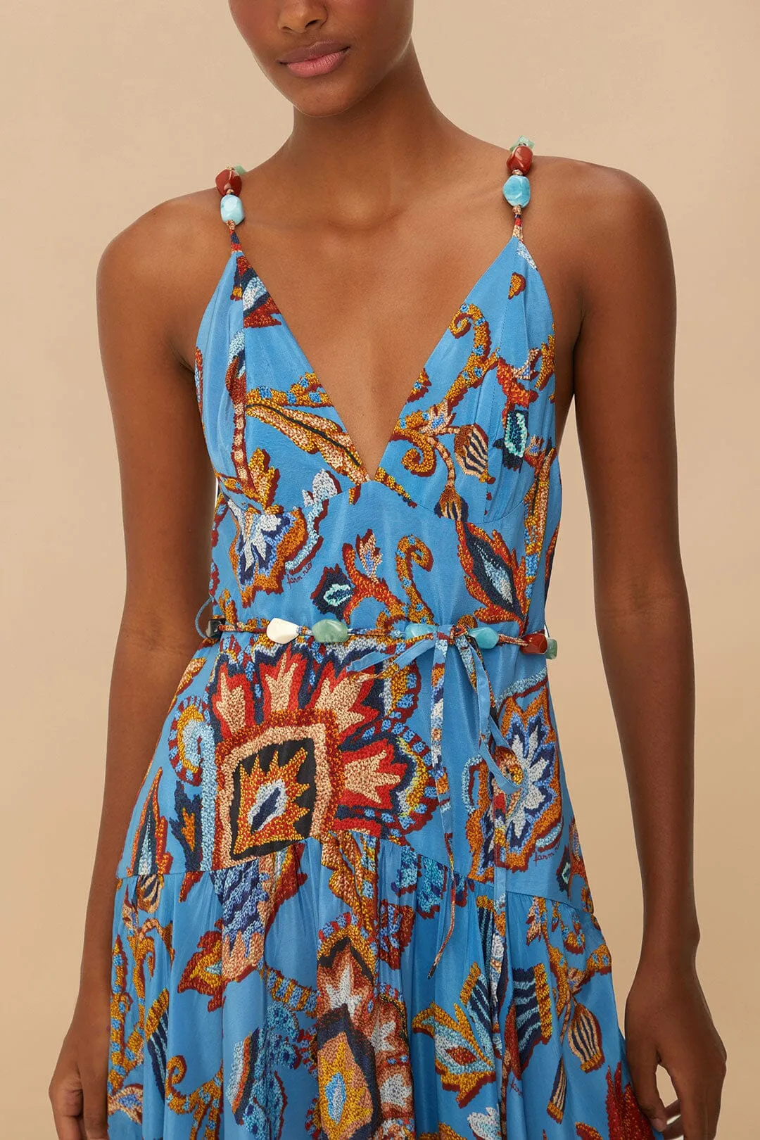Friend Wedding Harbor Dock Blue Sunset Tapestry Sleeveless Midi Dress