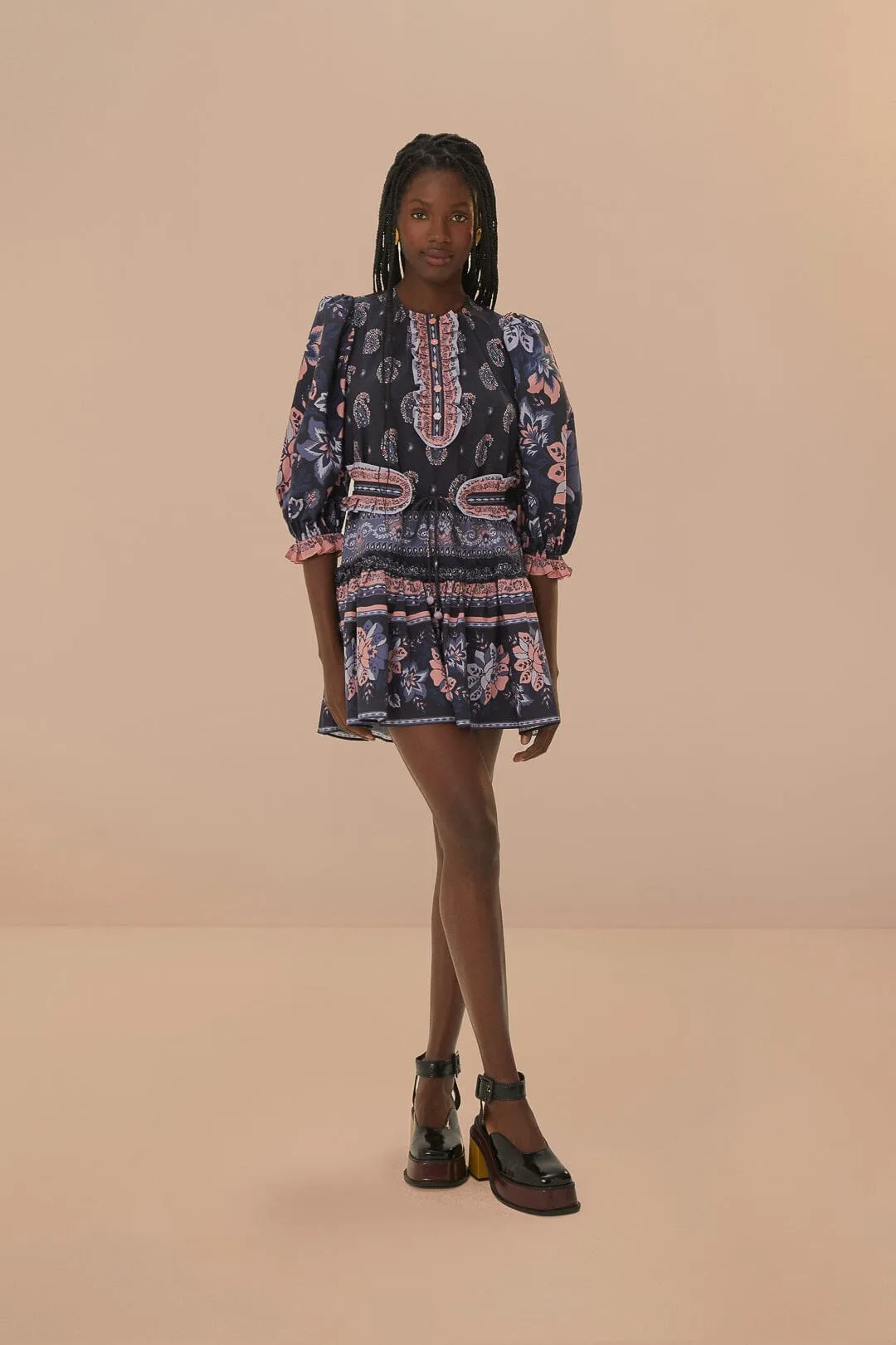 Blue Ayla Short Sleeve Mini Dress Subtle Texture Ready Now