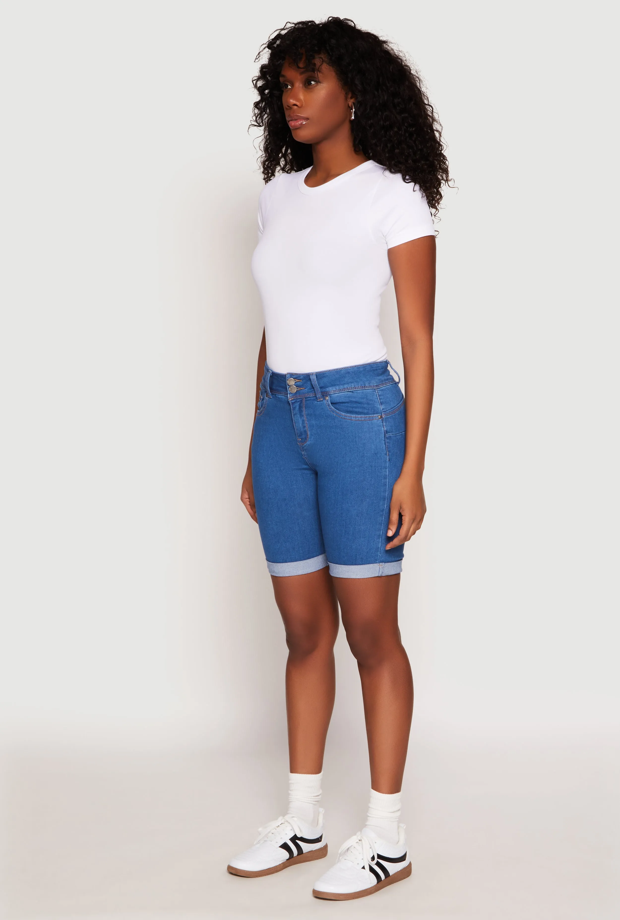 WAX Fixed Cuff Bermuda Denim Shorts Anti Chafe Seamless