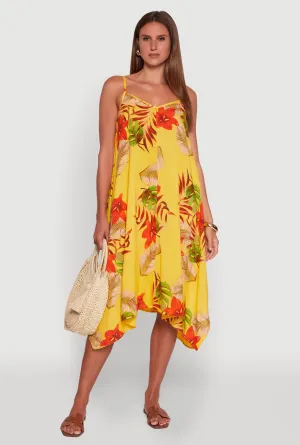 The dress??s simple design allows you to dress it up or down depending on your style Floral Print Sharkbite Hem Shift Dress