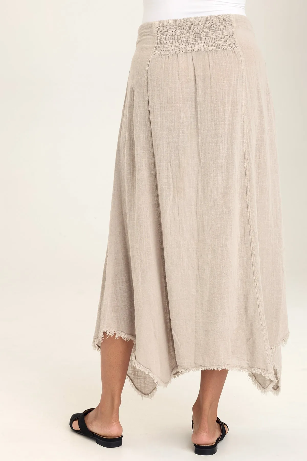 StretchableFabric NonIrritatingSeams Zuri Gauze Handkerchief Casual Midi Skirt