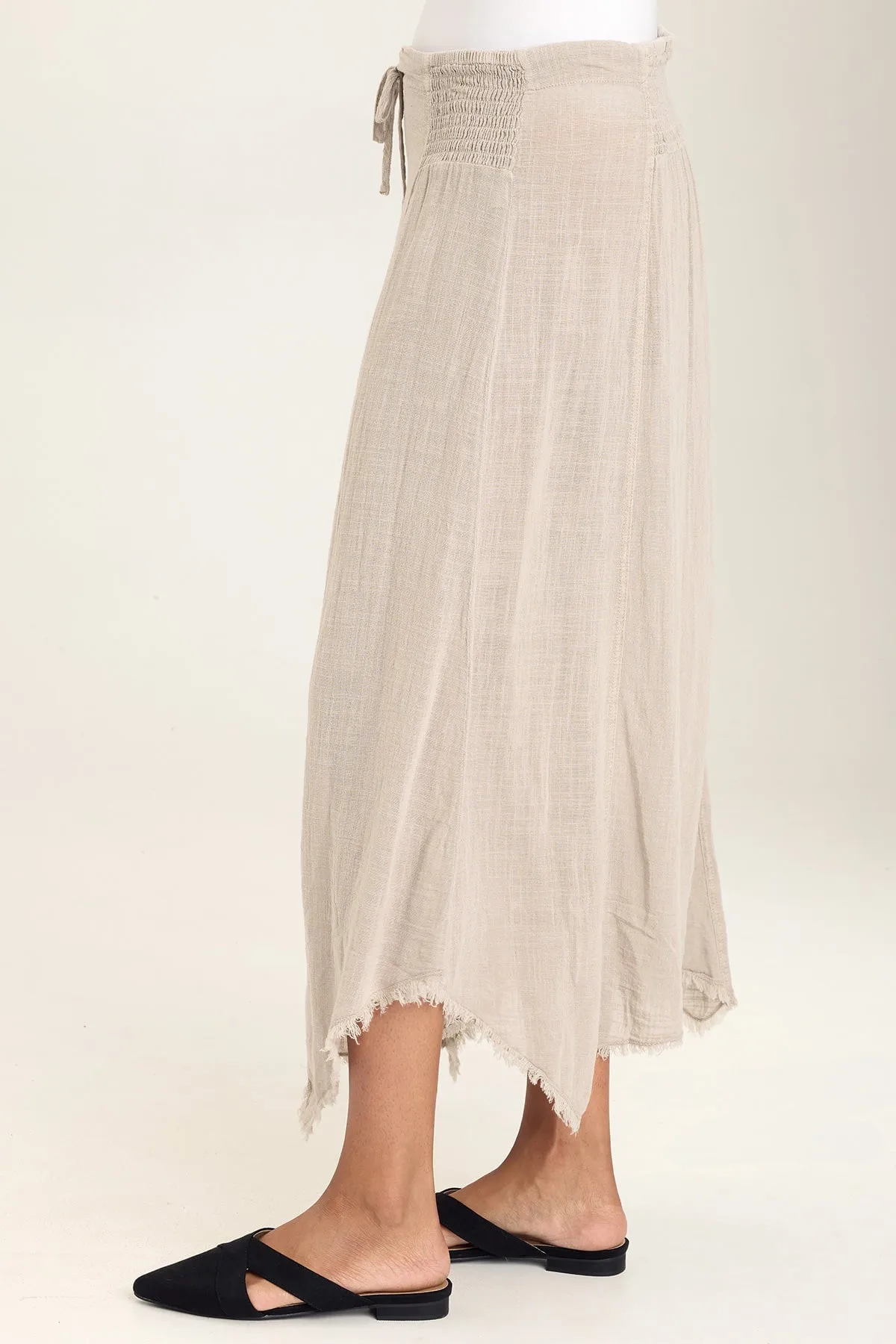 SoftTouchLining AbrasionResistant Zuri Gauze Handkerchief Casual Midi Skirt