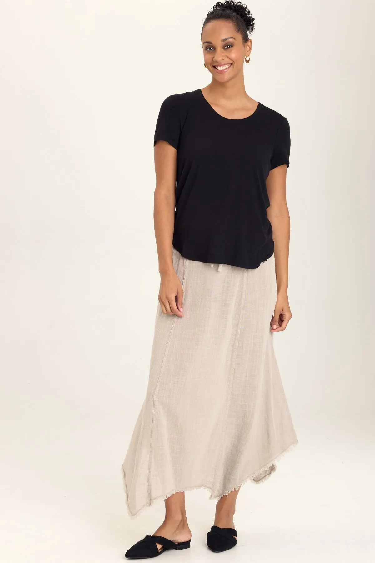 Zuri Gauze Handkerchief Casual Midi Skirt Desk Style Team Vibe