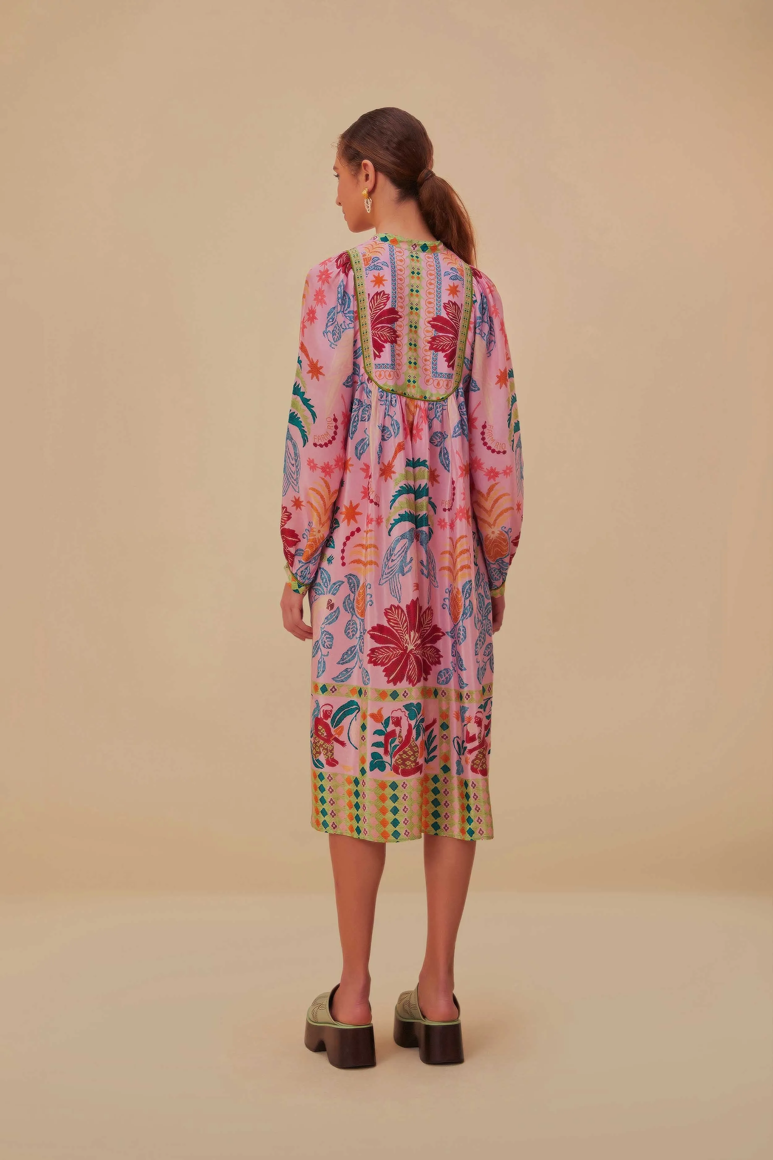 Pink Fruits Queen Scarf Midi Dress Metro Stop Effortless Style