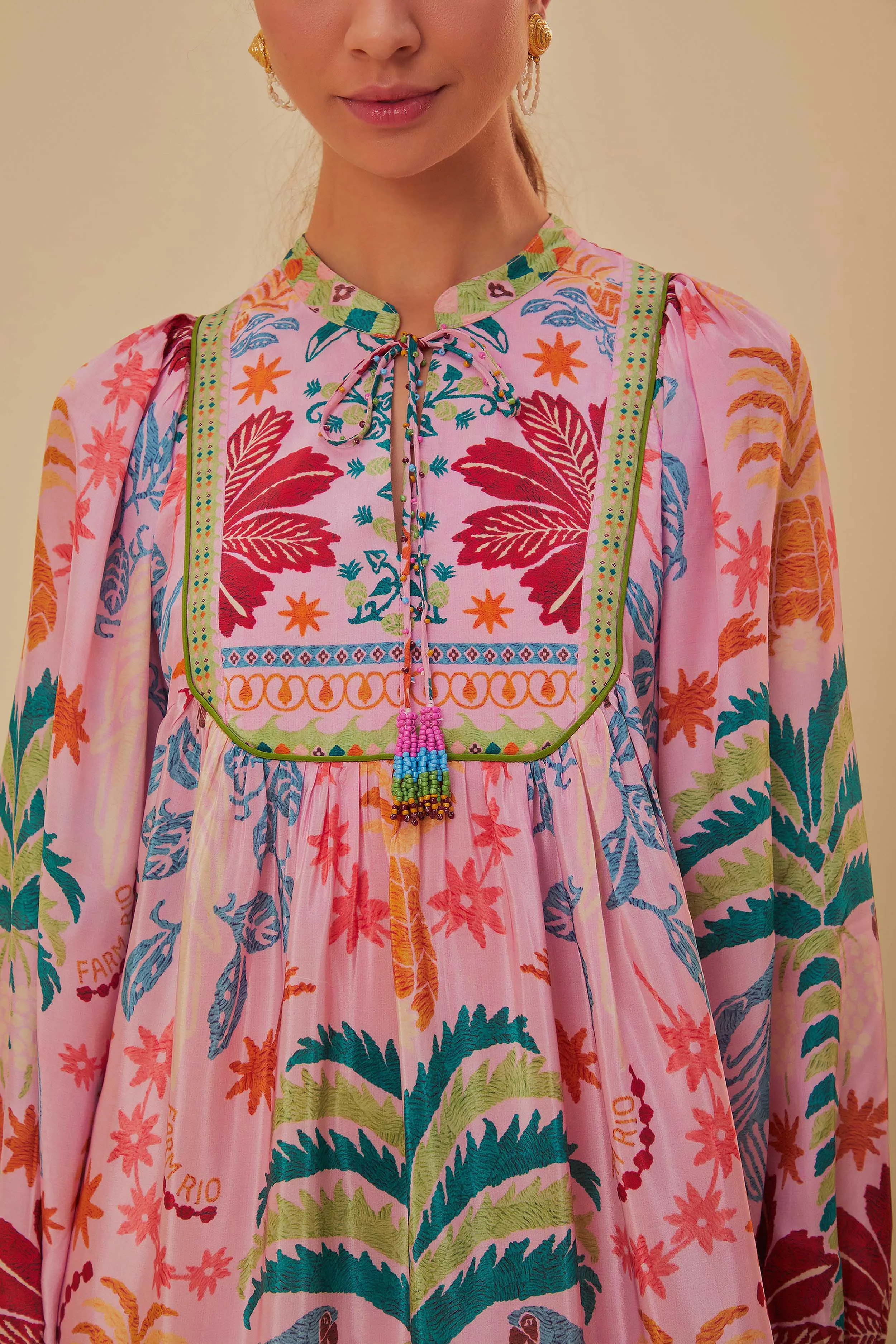 Chic Vibes Cloud Light Pink Fruits Queen Scarf Midi Dress