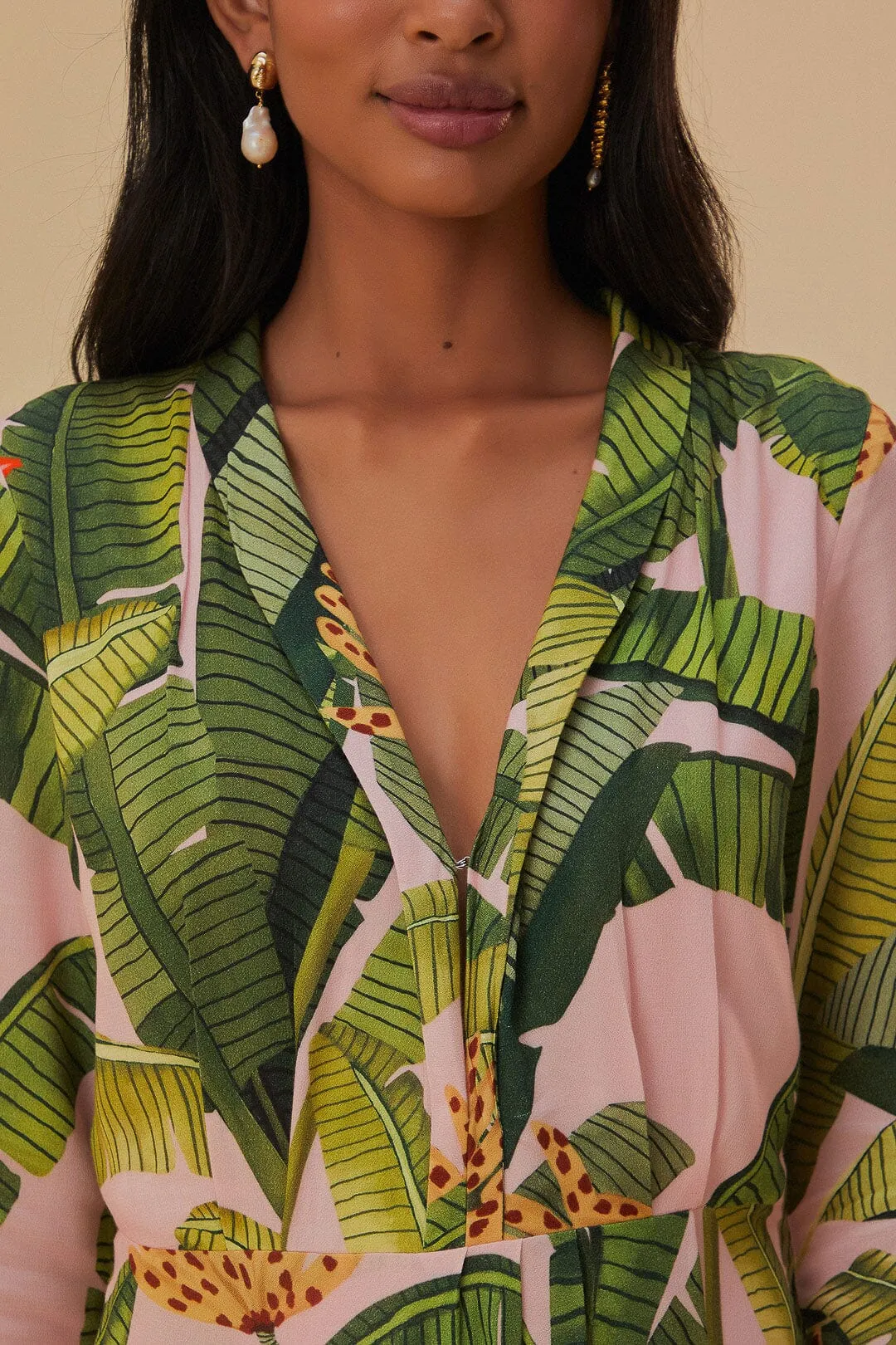 Pink Banana Leaves Maxi Dress Pine Grove