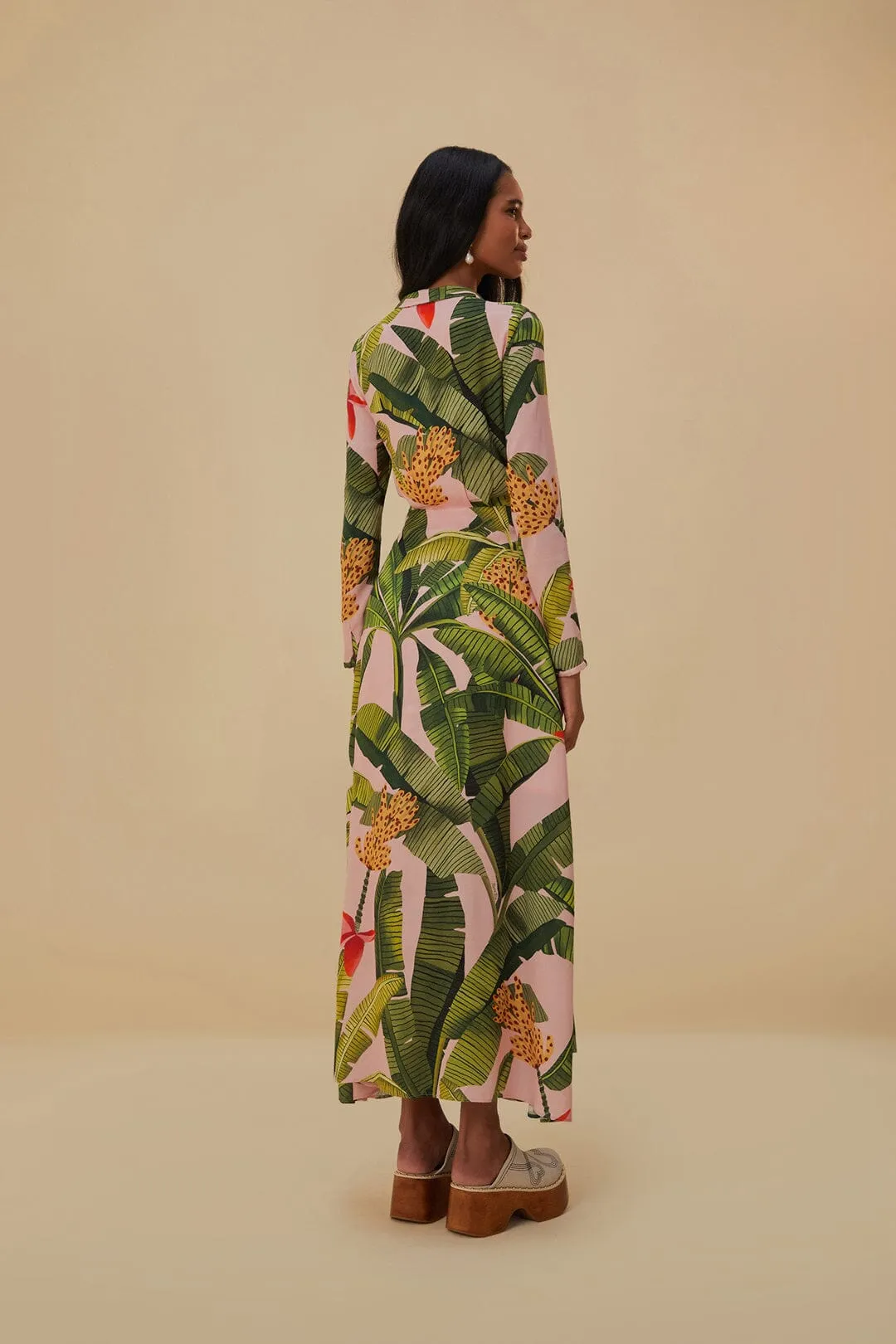 Pink Banana Leaves Maxi Dress Life Soft Layer Glow