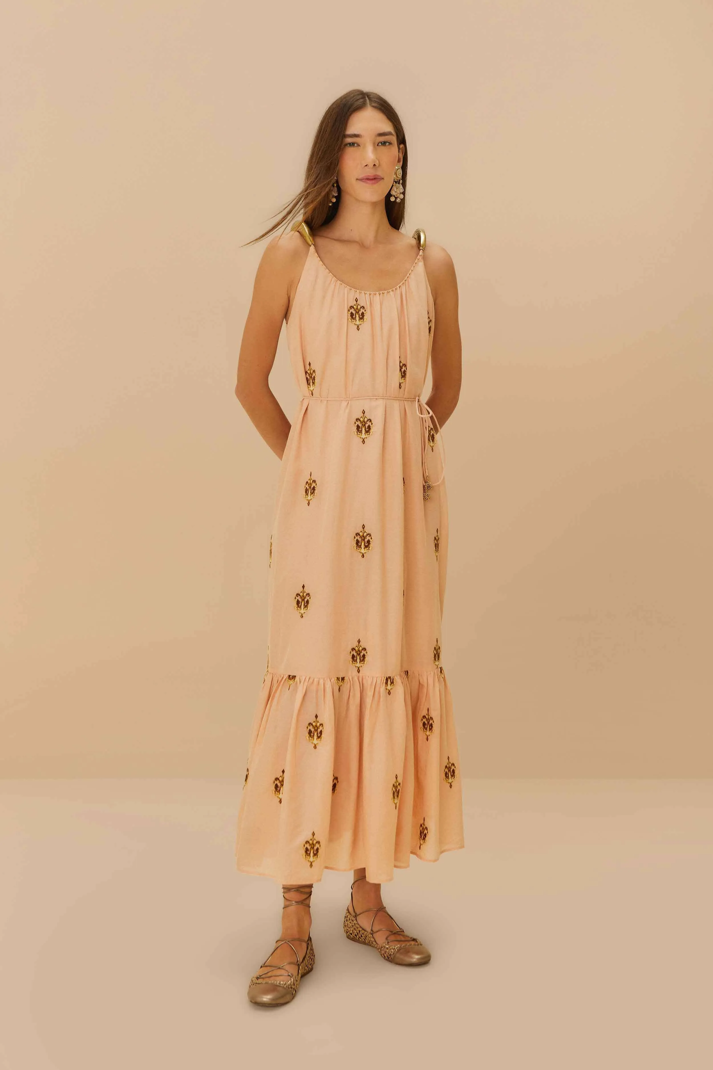 Bamboo Glow Festival Glow Sand Anchor Tapestry Fish Strap Maxi Dress