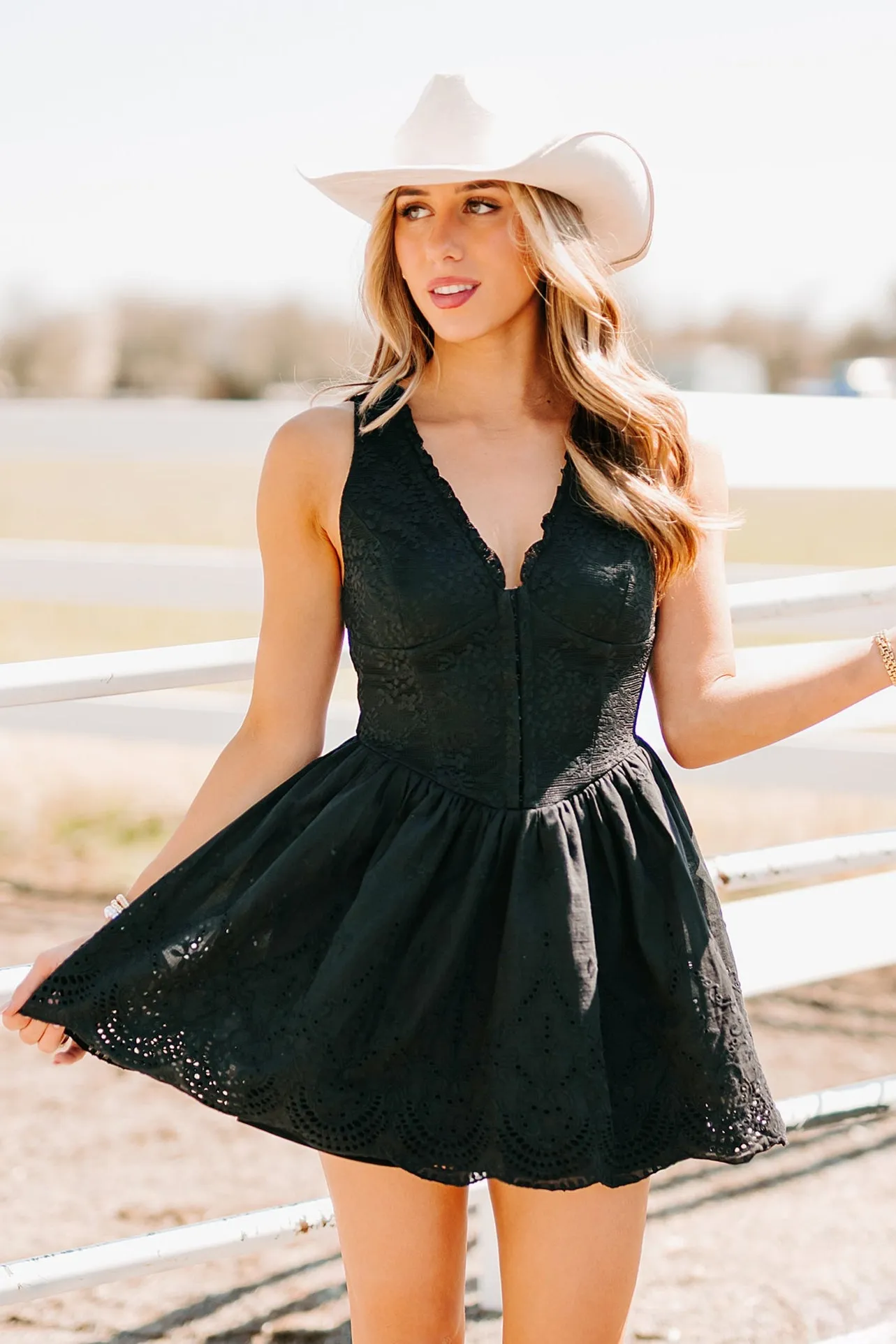 Scene Stealer Sleeveless Lace Mini Dress (Black) Breathable fabric