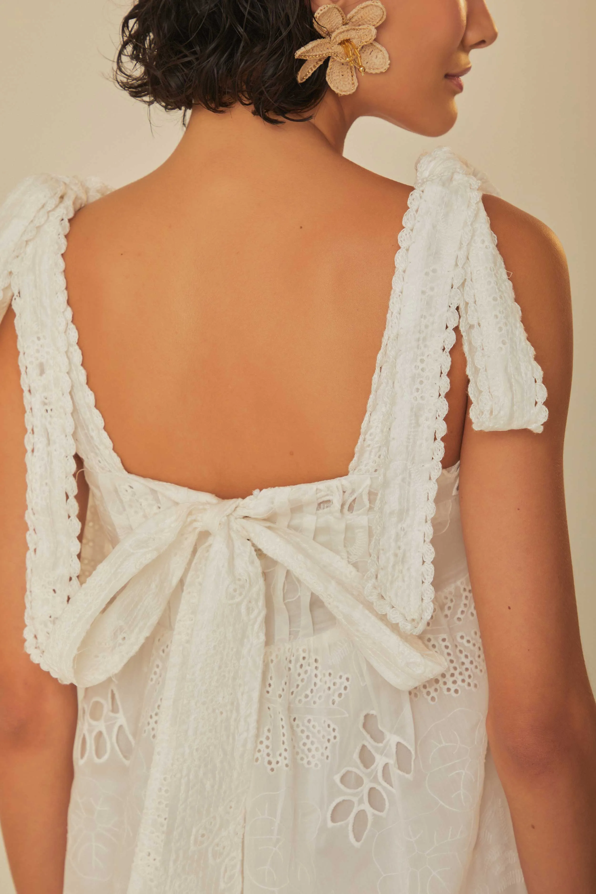 Off-White Midi Dress Petal Drift Feminine Design