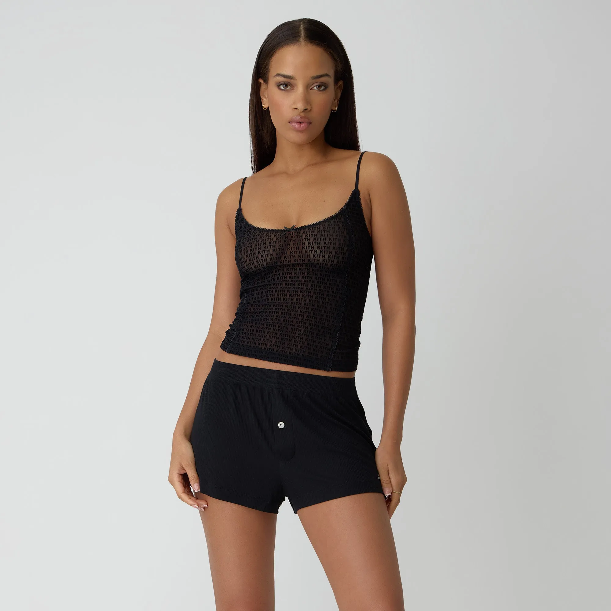 Layered Mesh Kith Women Mesh Cami - Black