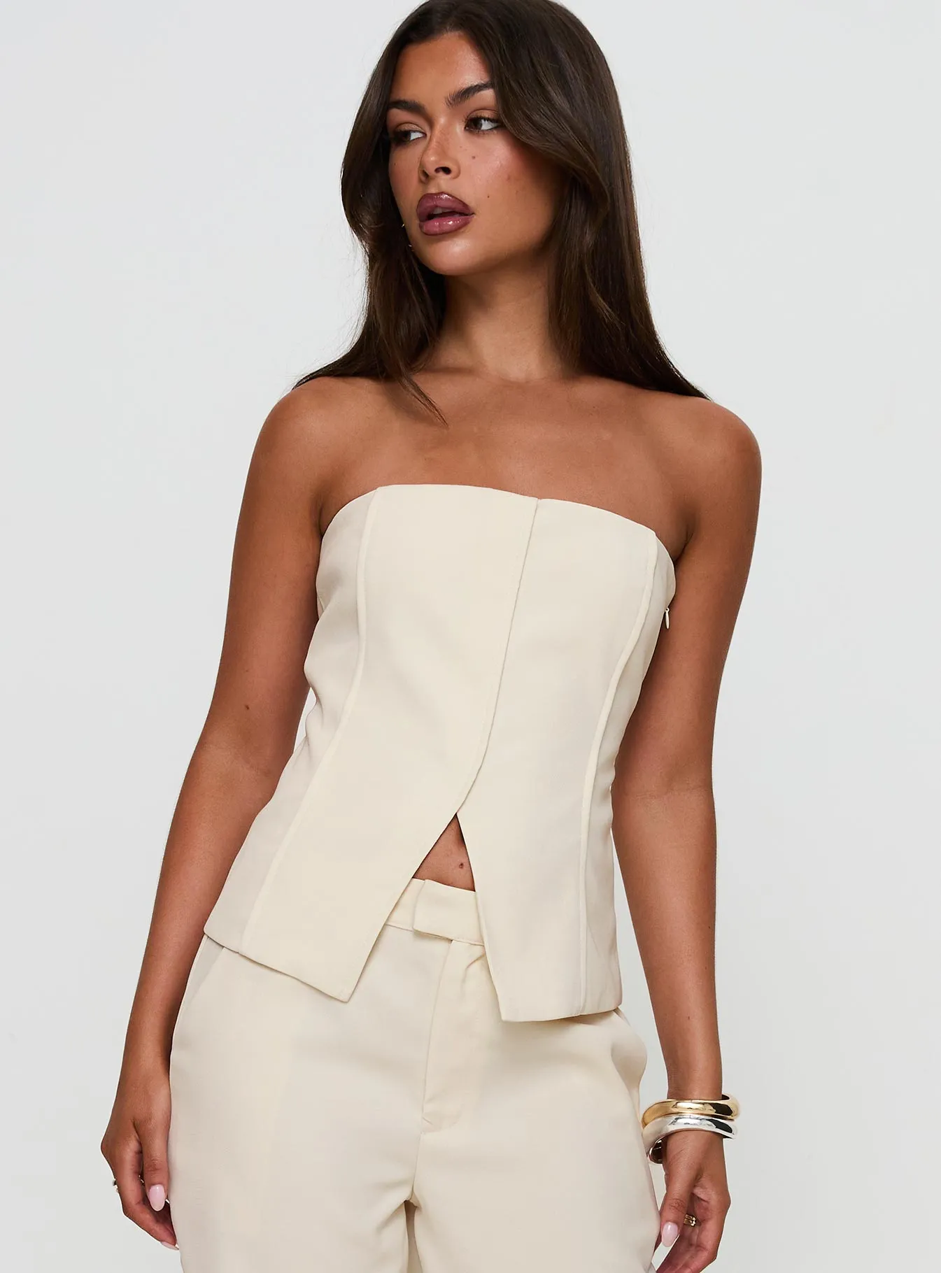 Lavish Living Strapless Top Cream MinimalistAesthetic