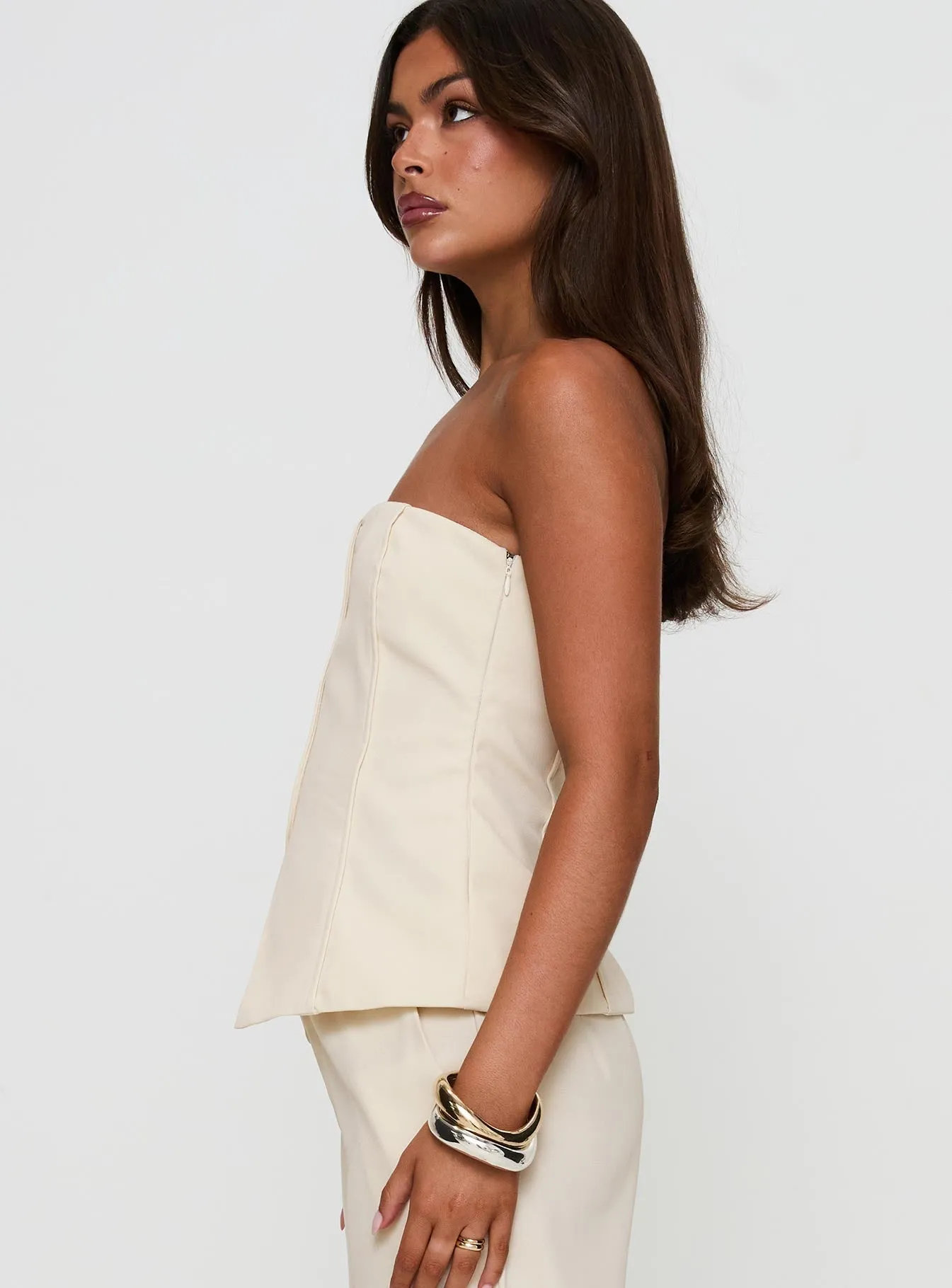 Organic Cotton Blend Anti Static Cloth Blend Lavish Living Strapless Top Cream