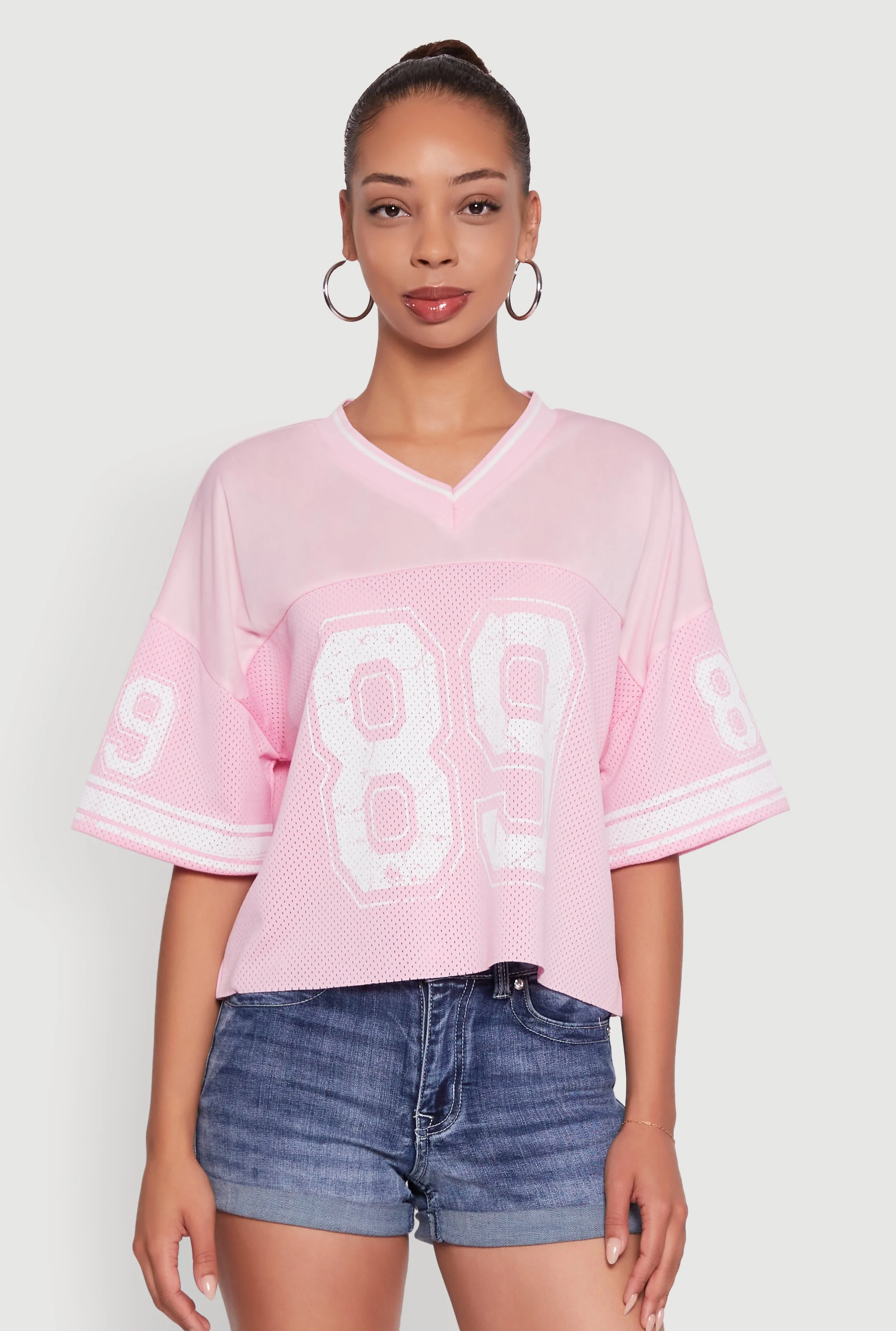 89 Graphic Boxy Football Jersey Summer Comfort