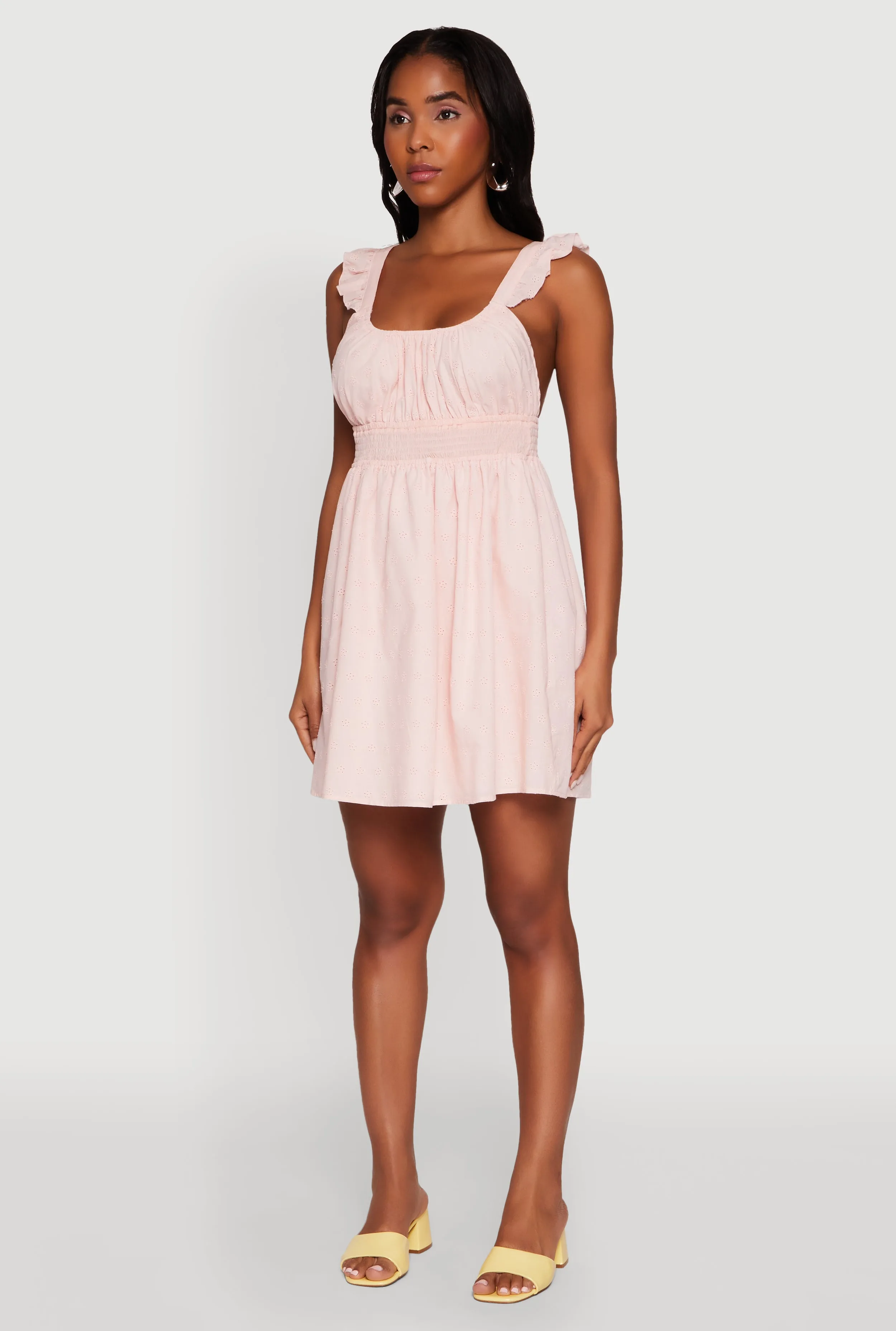 Haute Monde Ruffled Strap Babydoll Sundress Floral Chic