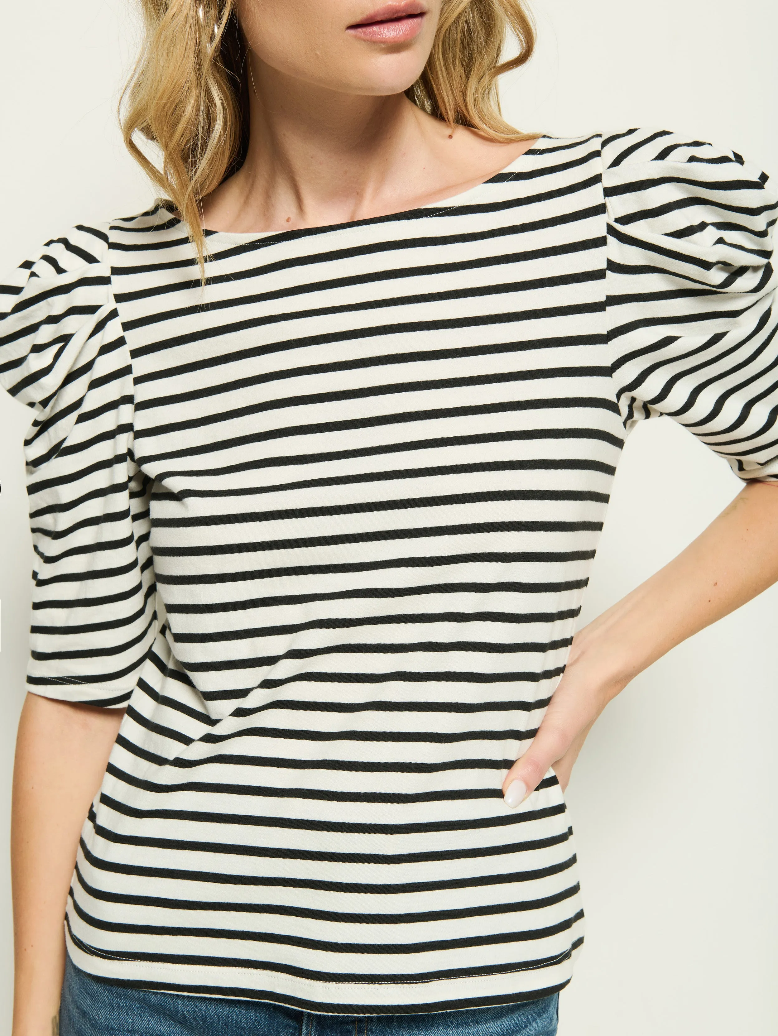 Soft Inner Lining EcoFriendlyDye Emery Stripe Boat Neck