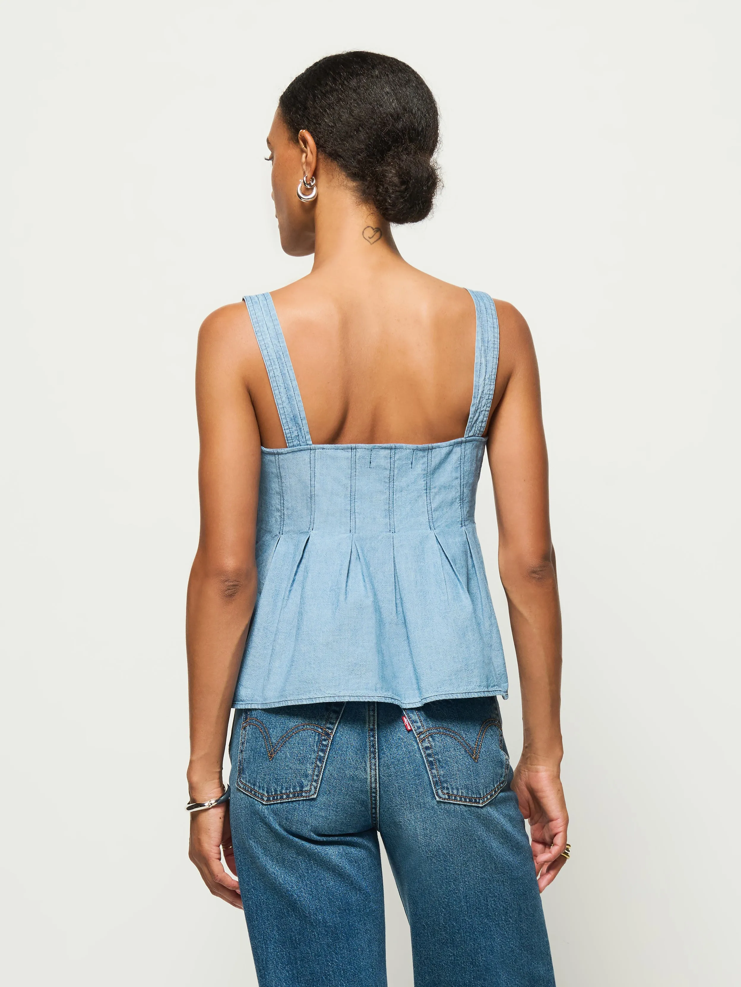 Dove Pleated Tank WrinkleFreeFabric