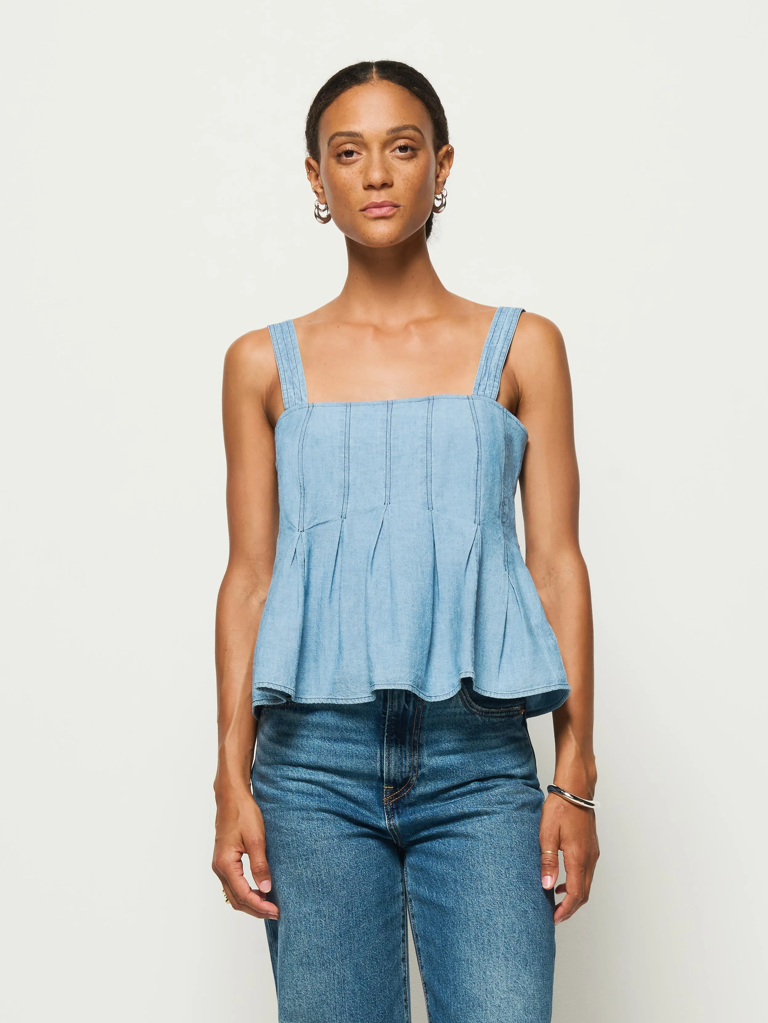 Dove Pleated Tank EcoFriendlyDyeProcess