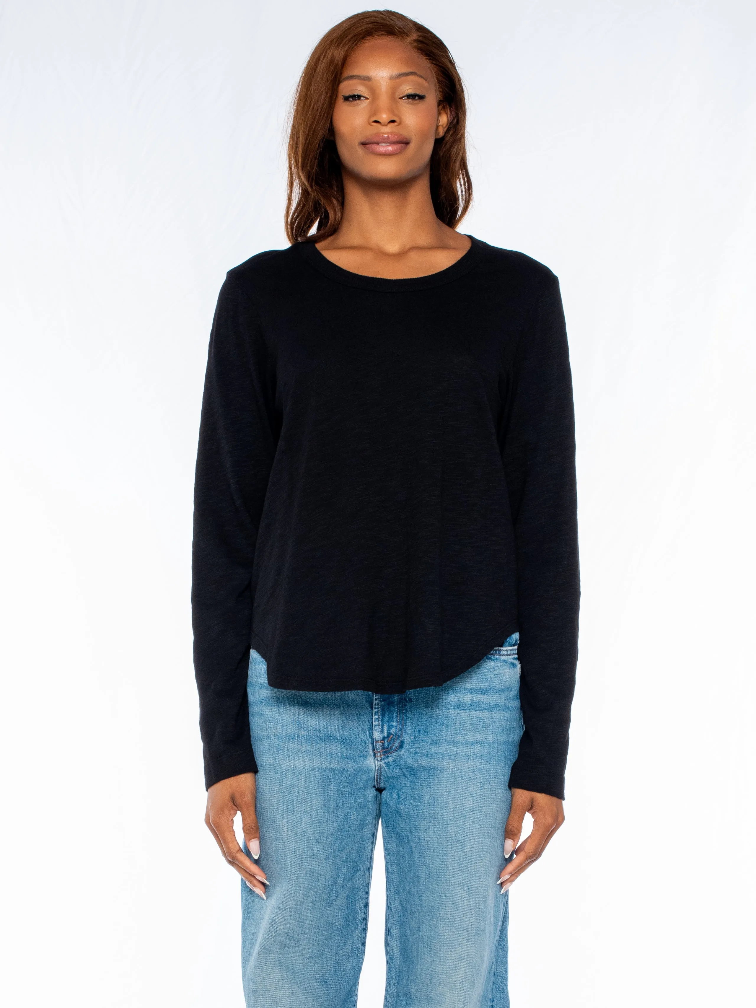 Shrunken Crew L/S Shirttail Slub Tee FlexibleCuff Gym Safe