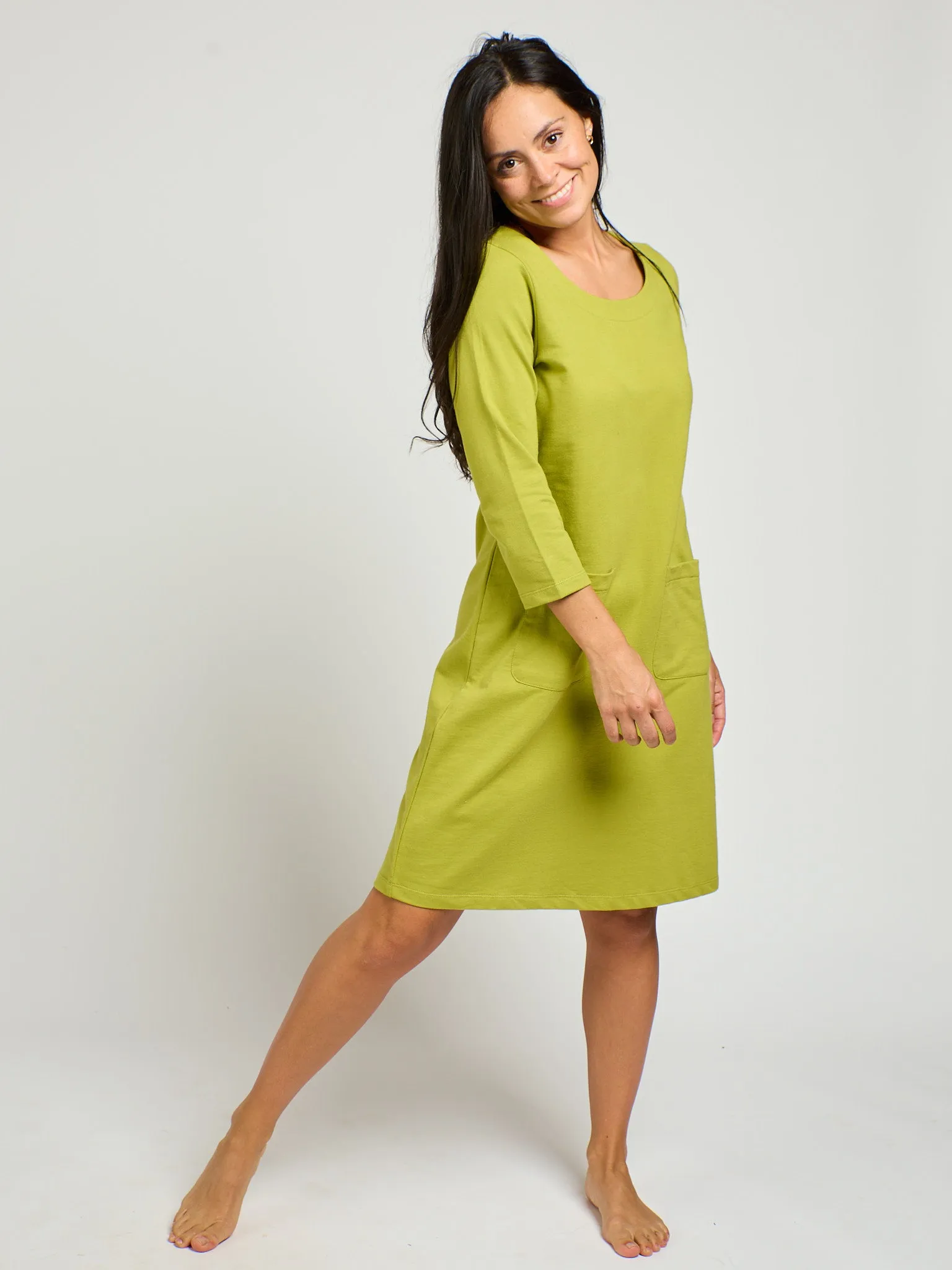 Sylvan Shift Dress - Loop Knit Moss NonSlipTrims Festival Air