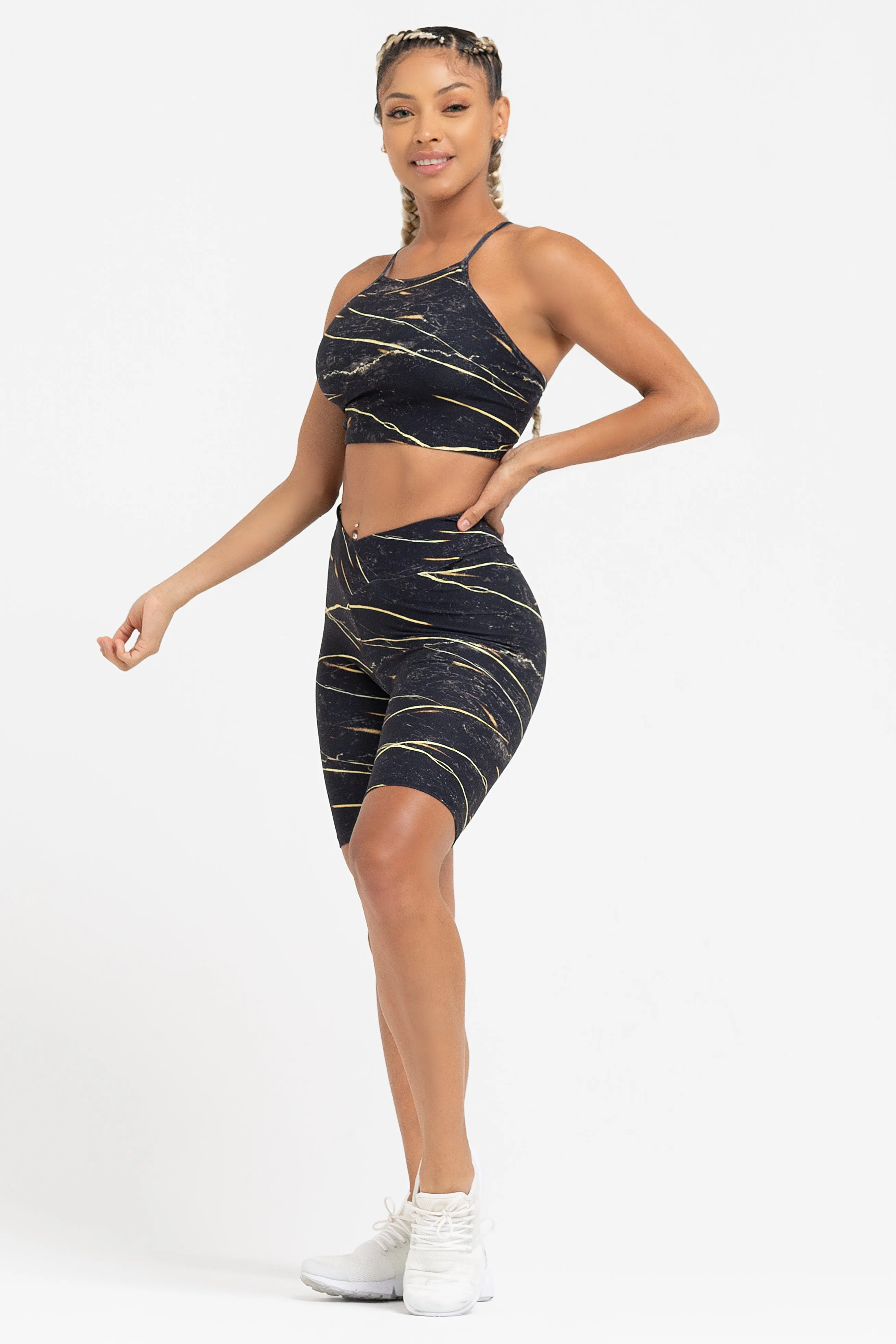 Recycle Glow Tiger's Eye Criss Cross Crop Top