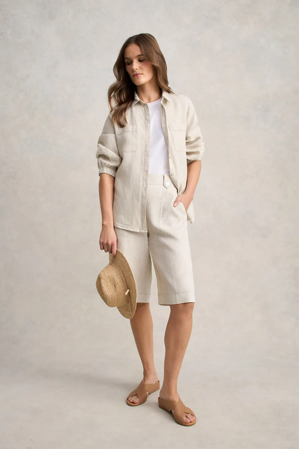 entertainment industry Reflective Safety Details Waist Tab Linen Short - Natural Cross Dye