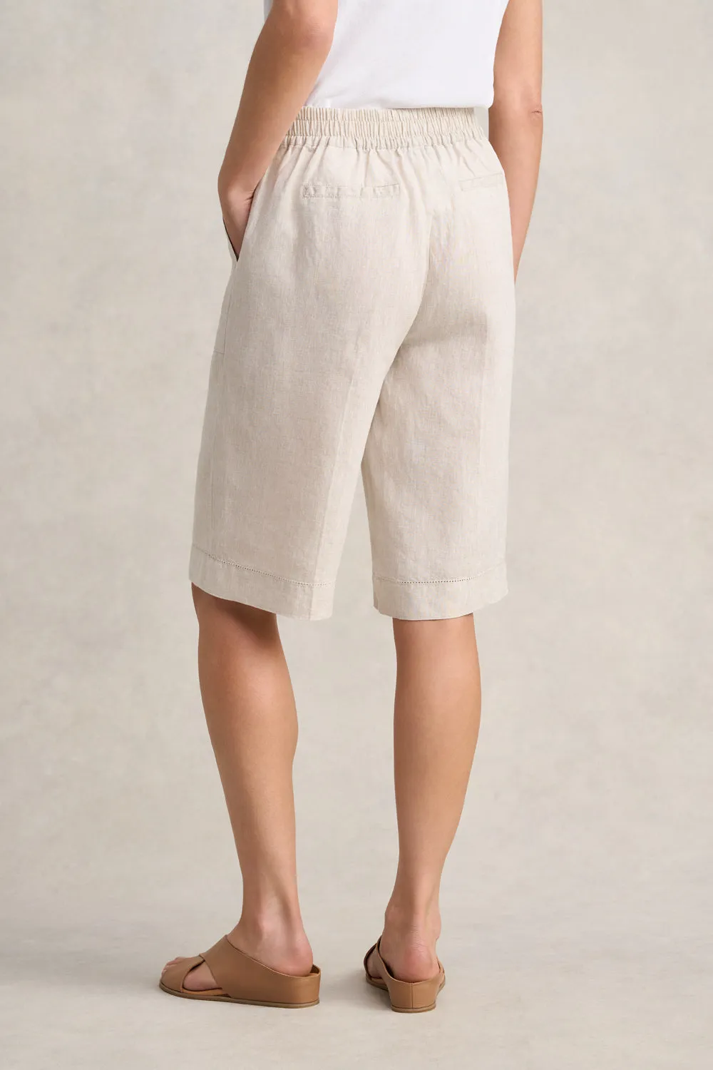 Waist Tab Linen Short - Natural Cross Dye Coastal Style Gift Idea