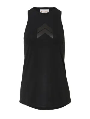 JACQUELINE HIGH NECK SINGLET - BLACK (Black Print) Improvement - possible