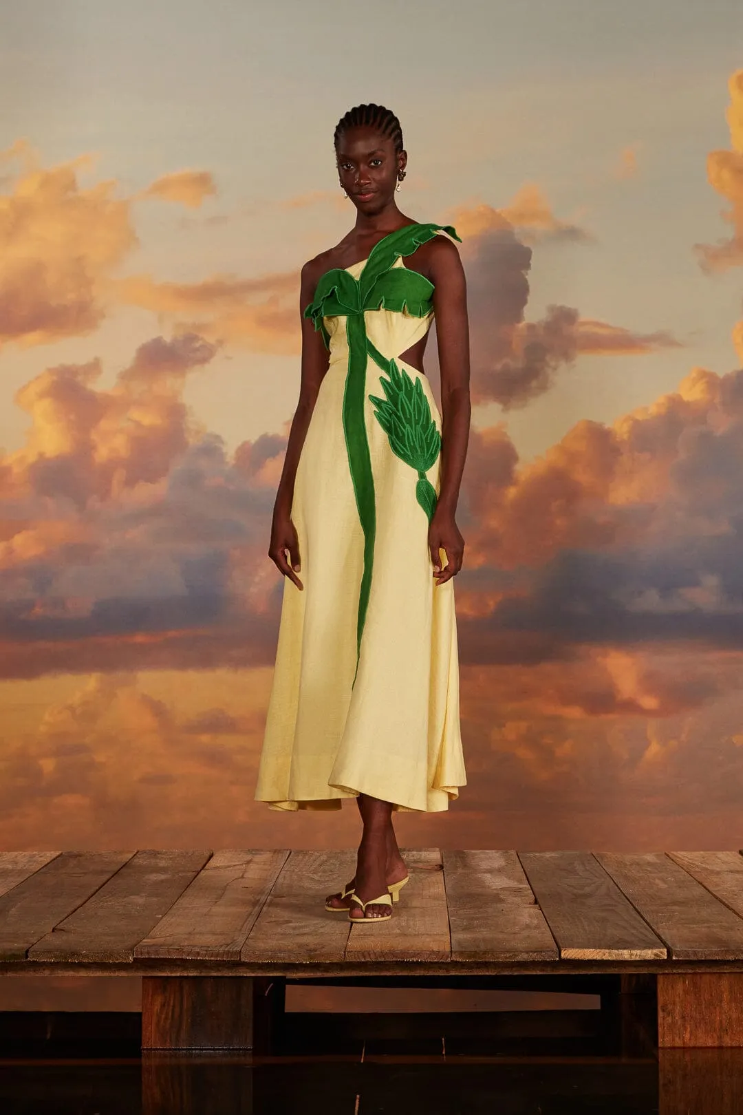 Palm Tree Cutwork Midi Dress Serene Charm Soft Rebellion