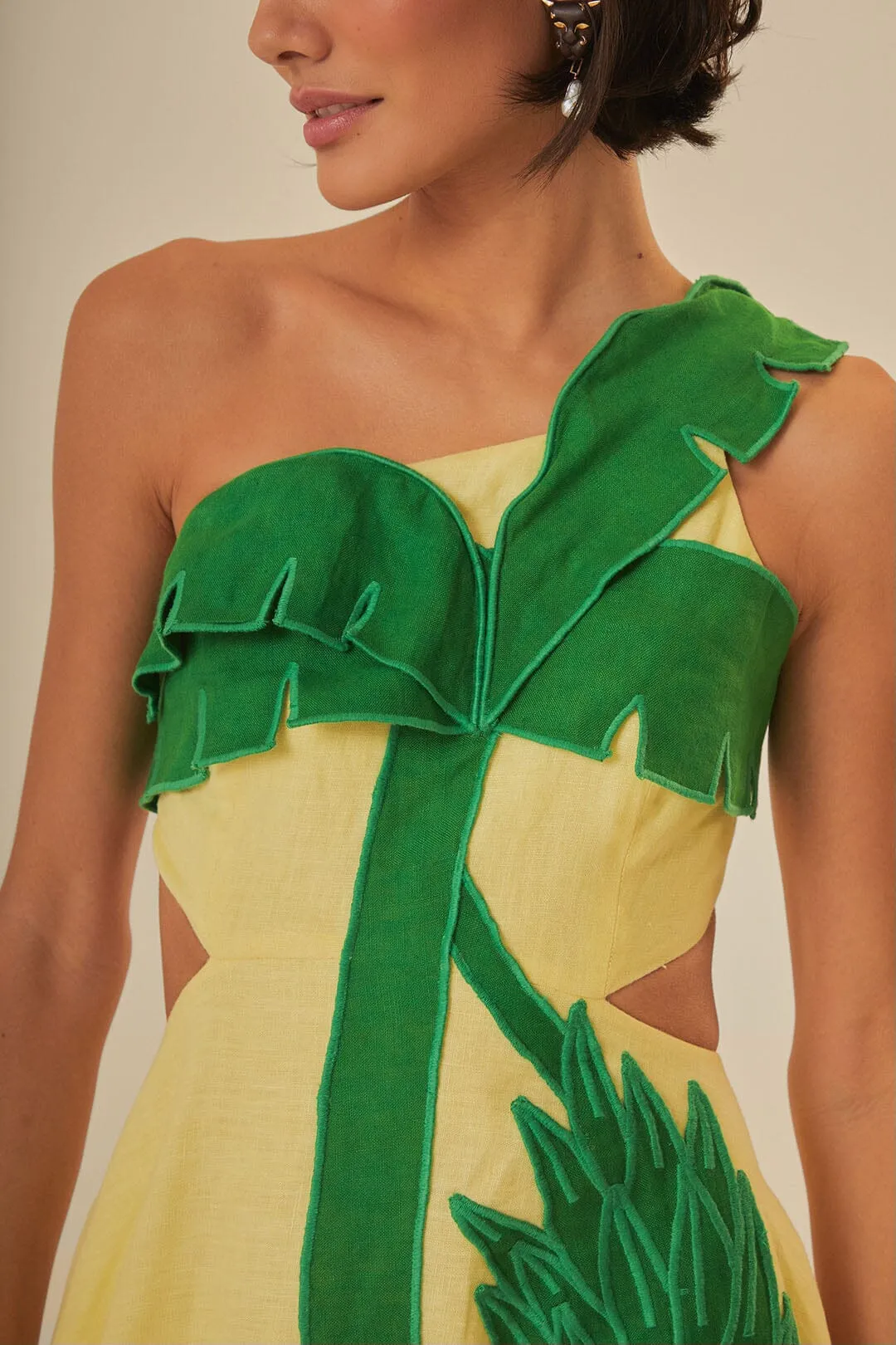 Palm Tree Cutwork Midi Dress Fashionable Design Chic and Simple