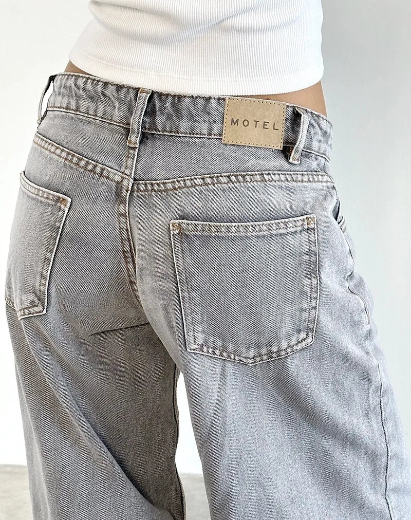 Icon Glow Stretchable Waistband Roomy Extra Wide Low Rise Jeans in Grey Wash