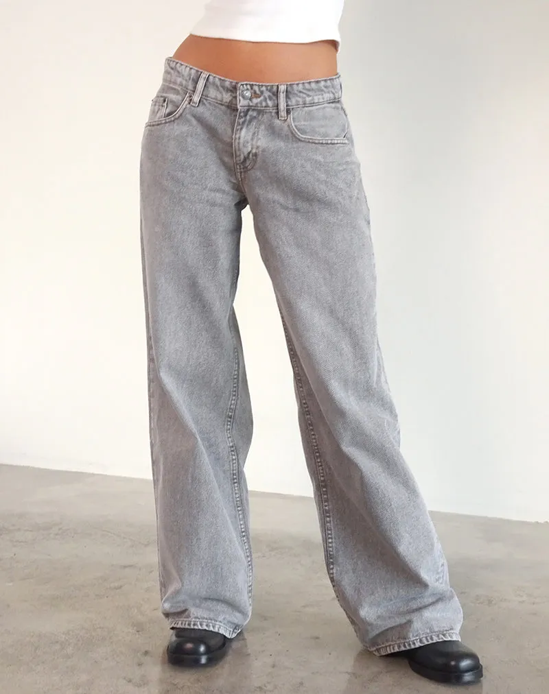 UVProtectionFabric Roomy Extra Wide Low Rise Jeans in Grey Wash