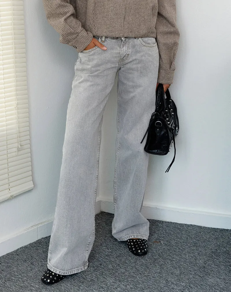 LowProfile Design Roomy Extra Wide Low Rise Jeans in Grey Wash