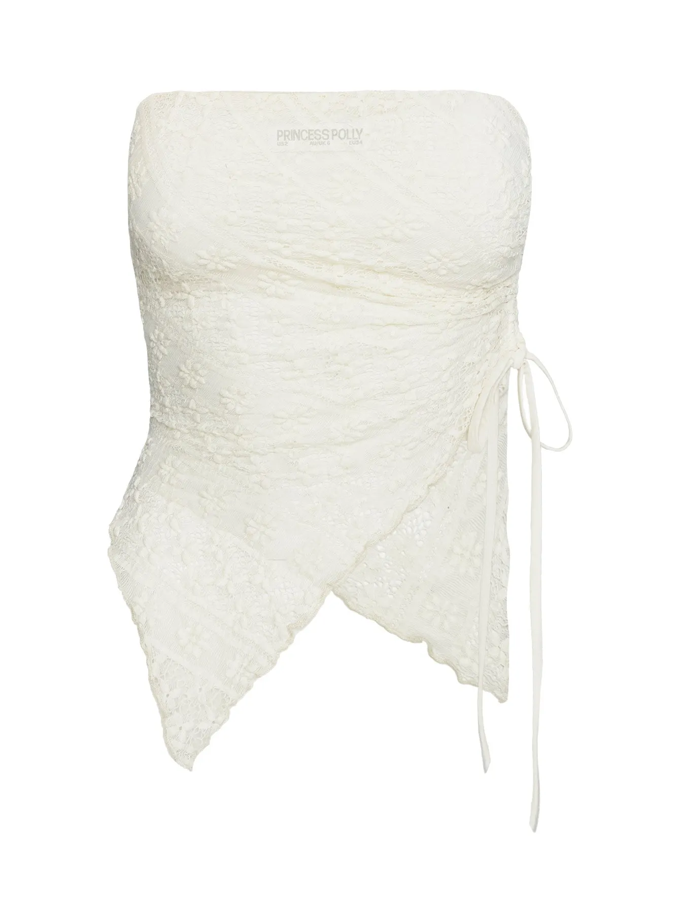 Four Way Stretch More Dimes Asymmetrical Strapless Top Cream
