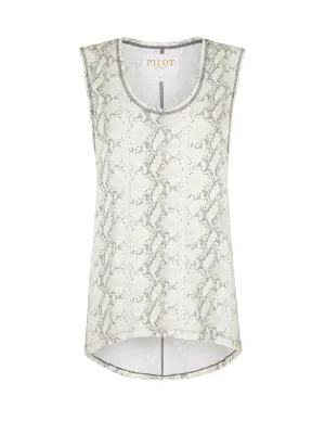 Layered Airflow System Sweat Wicking Ribbing PANCHO TAIL-HEM TANK - SNAKE SKIN